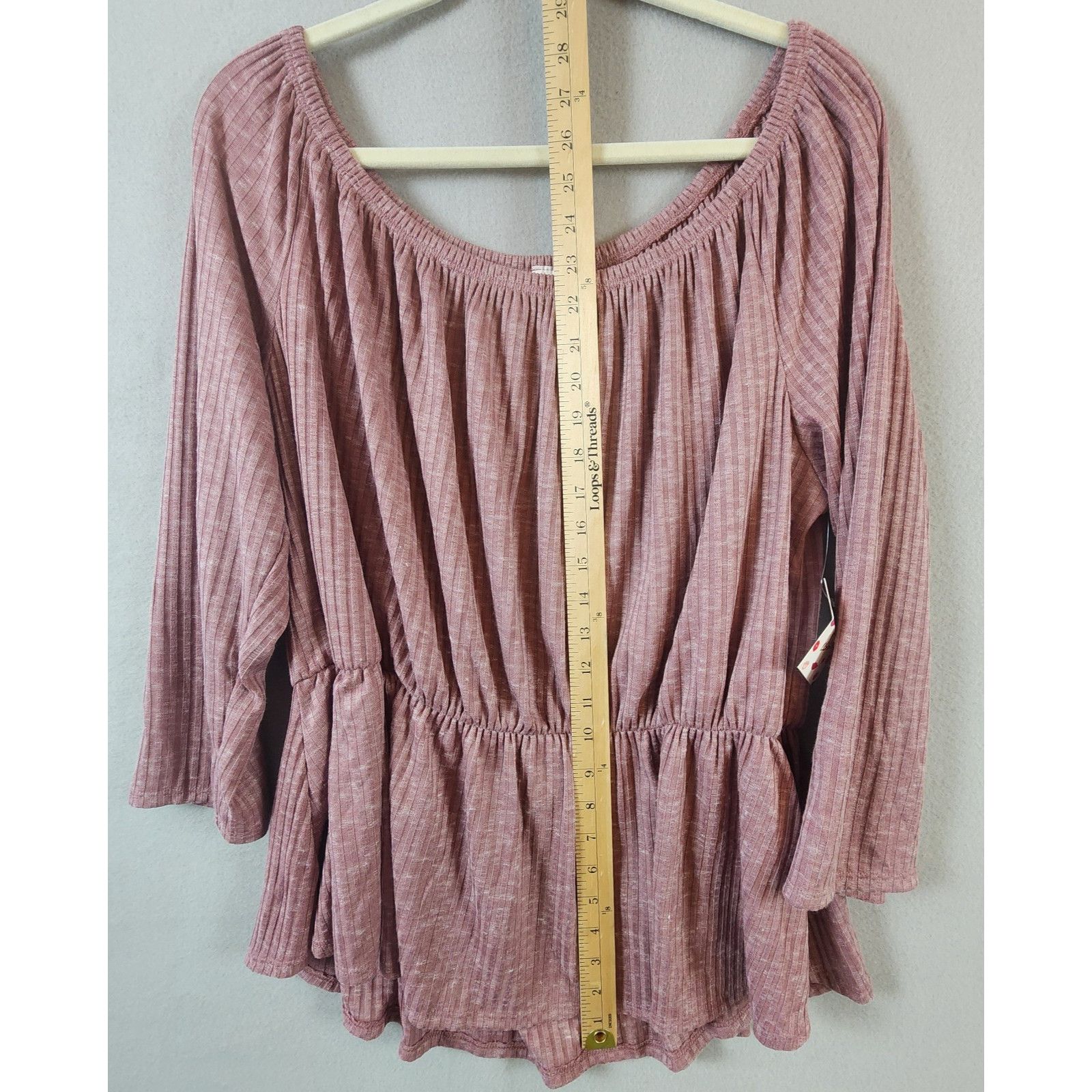 Other Free Kisses Top Women 3X Mauve Long-Sleeve Elastic Waist Size 3XL / US 20-22 - 7 Thumbnail