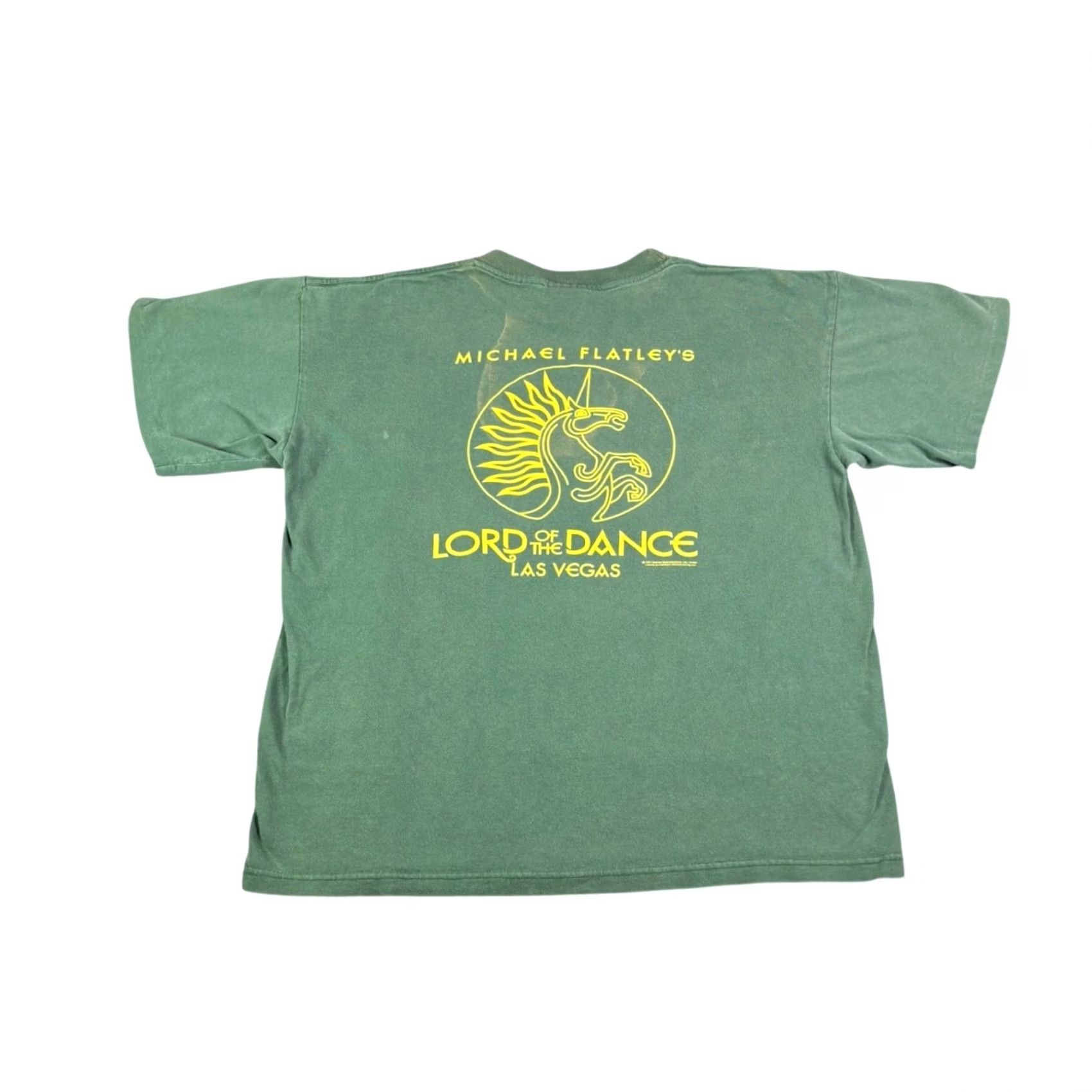 POP MART VINTAGE Lord of the Dance T-Shirt Green Large 1997 Michael Flatley Mens Size US L / EU 52-54 / 3 - 2 Thumbnail