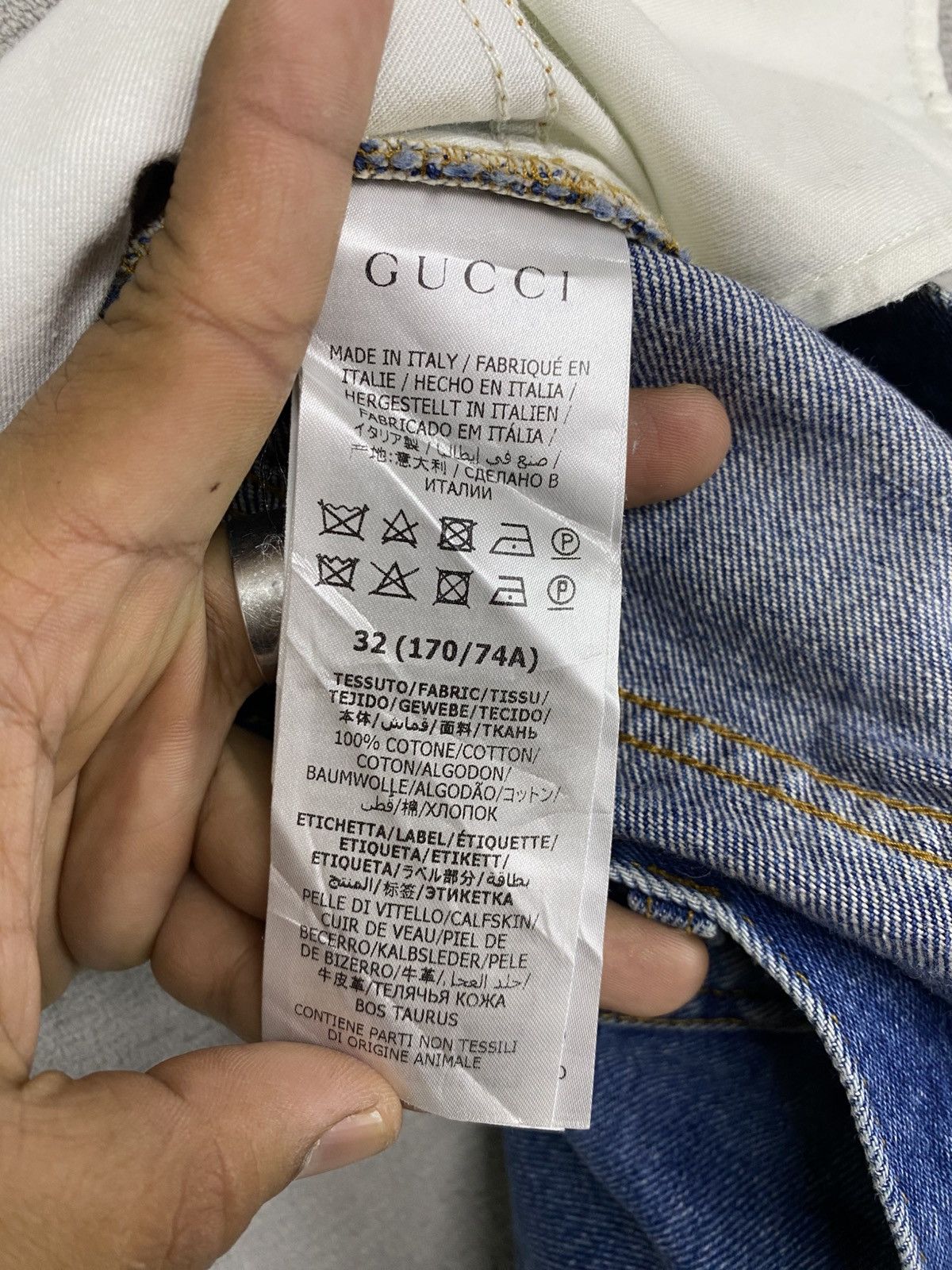 Gucci VINTAGE GUCCI COTTON BLUE JEANS GG WEB PATCH🔥 Size US 32 / EU 48 - 11 Thumbnail