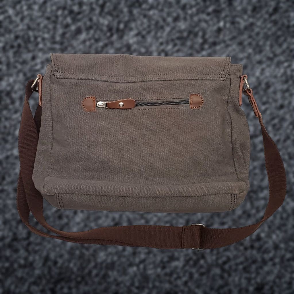 CO VINTAGE Augur Strauss And CO Messenger Mens Bag Distressed Brown/Gray Messenger Bag LG Casual Canvas Cotton Brown Mens Bag Size ONE SIZE - 1 Thumbnail