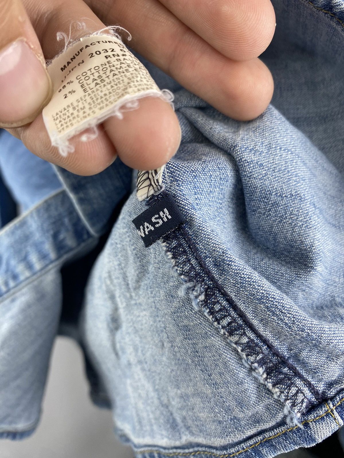 Designer × Giorgio Armani × Vintage 90s Giorgio Armani Jeans Blue Denim Indigo Rare Pocket Shirt Size L / US 10 / IT 46 - 8 Thumbnail