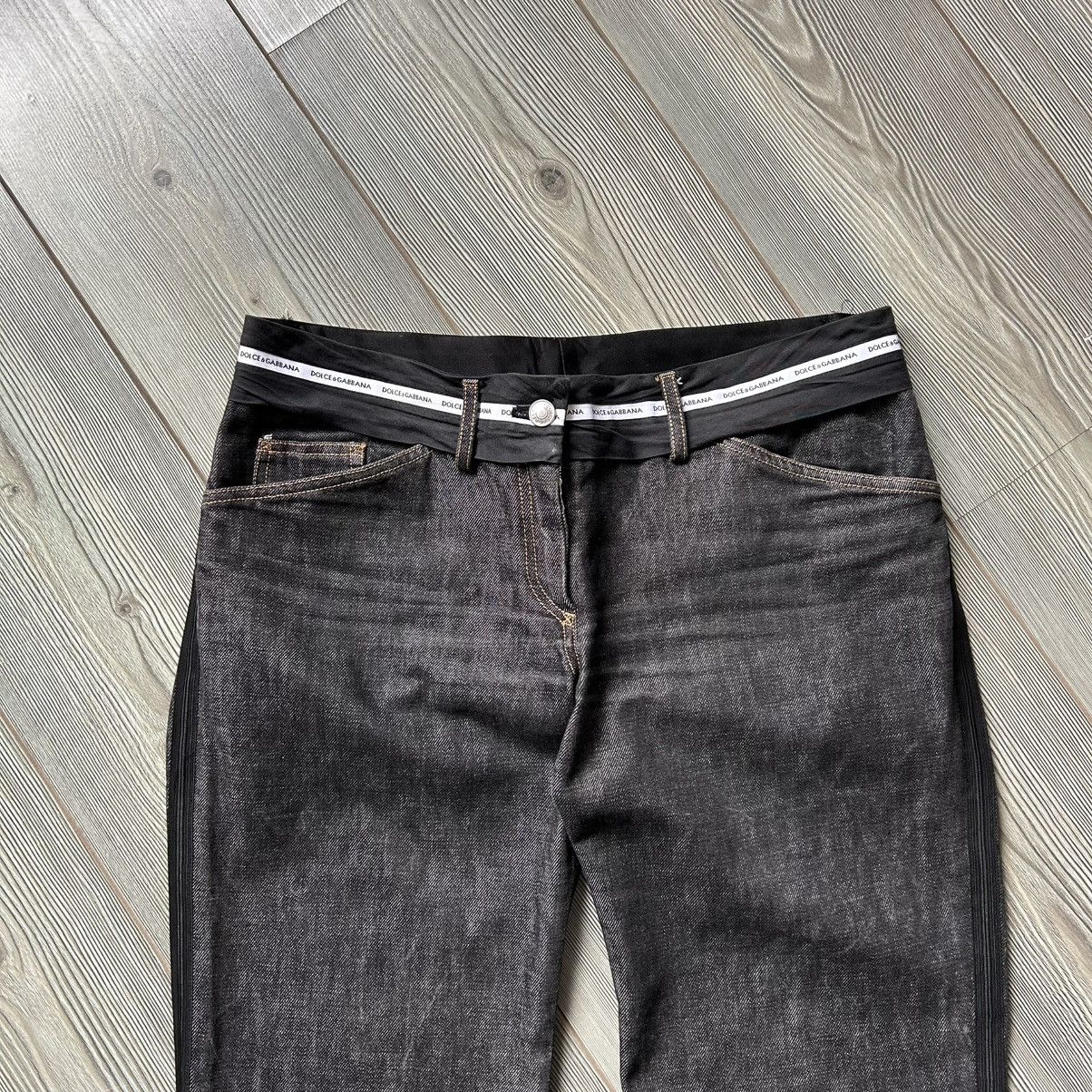 Dolce & Gabbana Rare Dolce & Gabbana Logo Waistband Black Wide Leg Jeans Size 28" / US 6 / IT 42 - 13 Thumbnail
