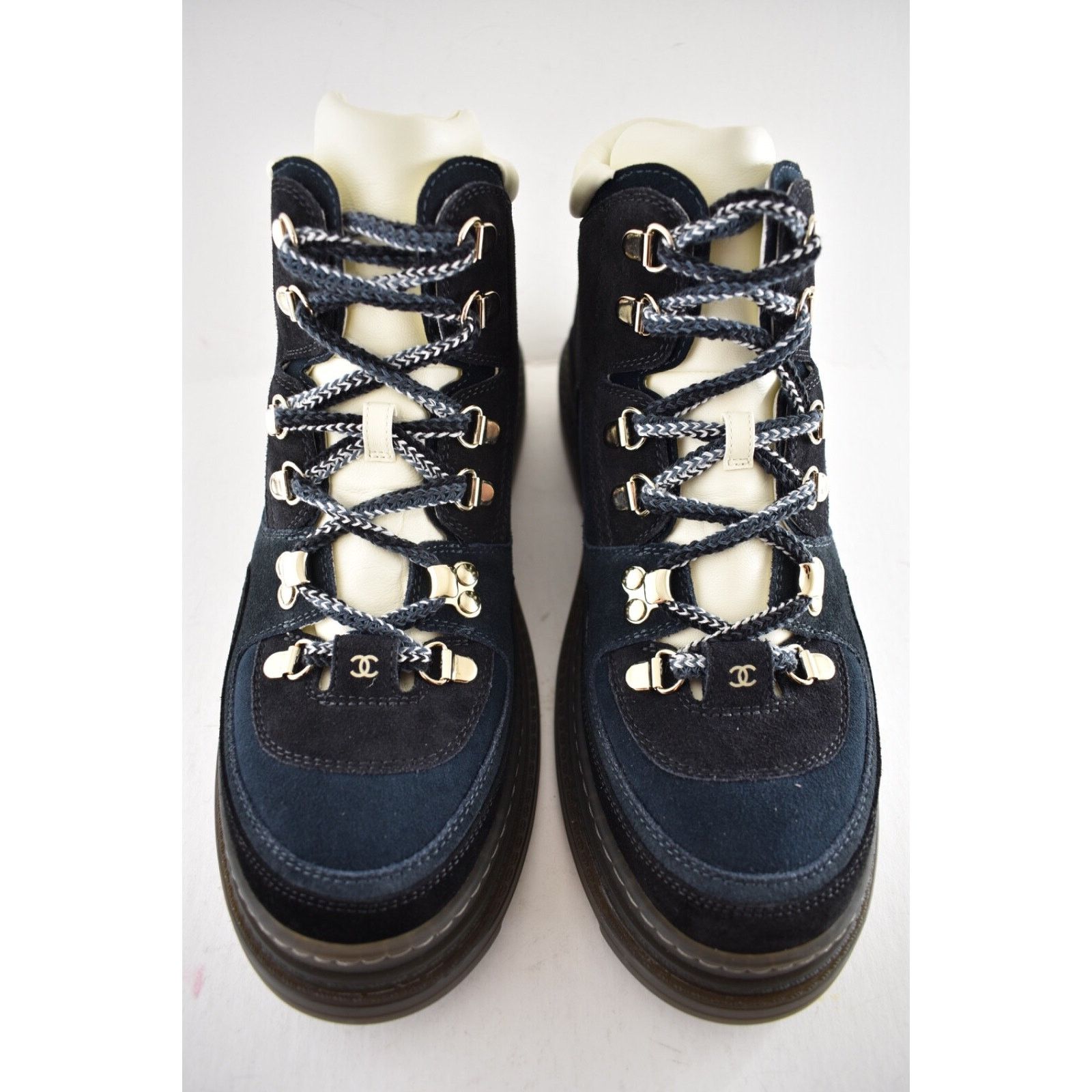 Chanel Chanel 23C Blue Black CC Combat Lace Up Tie Ankle Short Size US 12 / IT 42 - 5 Thumbnail