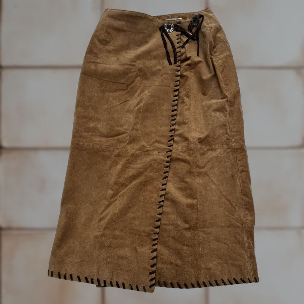 Vintage VINTAGE Margaret Godfrey Skirt A-Line Leather Brown Lined 10P Petite Women Long Size 32" / US 10 / IT 46 - 1 Thumbnail