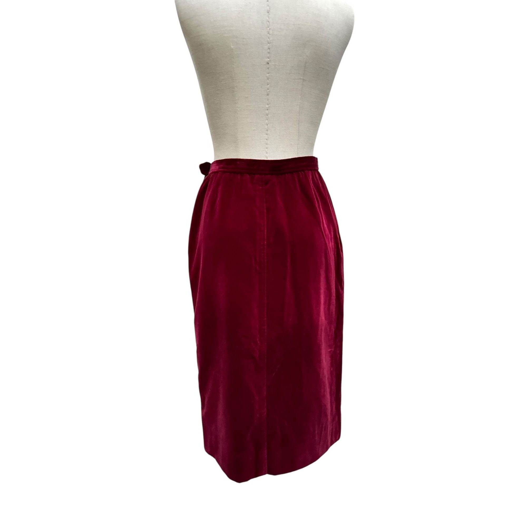 Yves Saint Laurent FW 1976 Russian Collection Burgundy Velvet Skirt Size 26" / US 2 / IT 38 - 4 Thumbnail