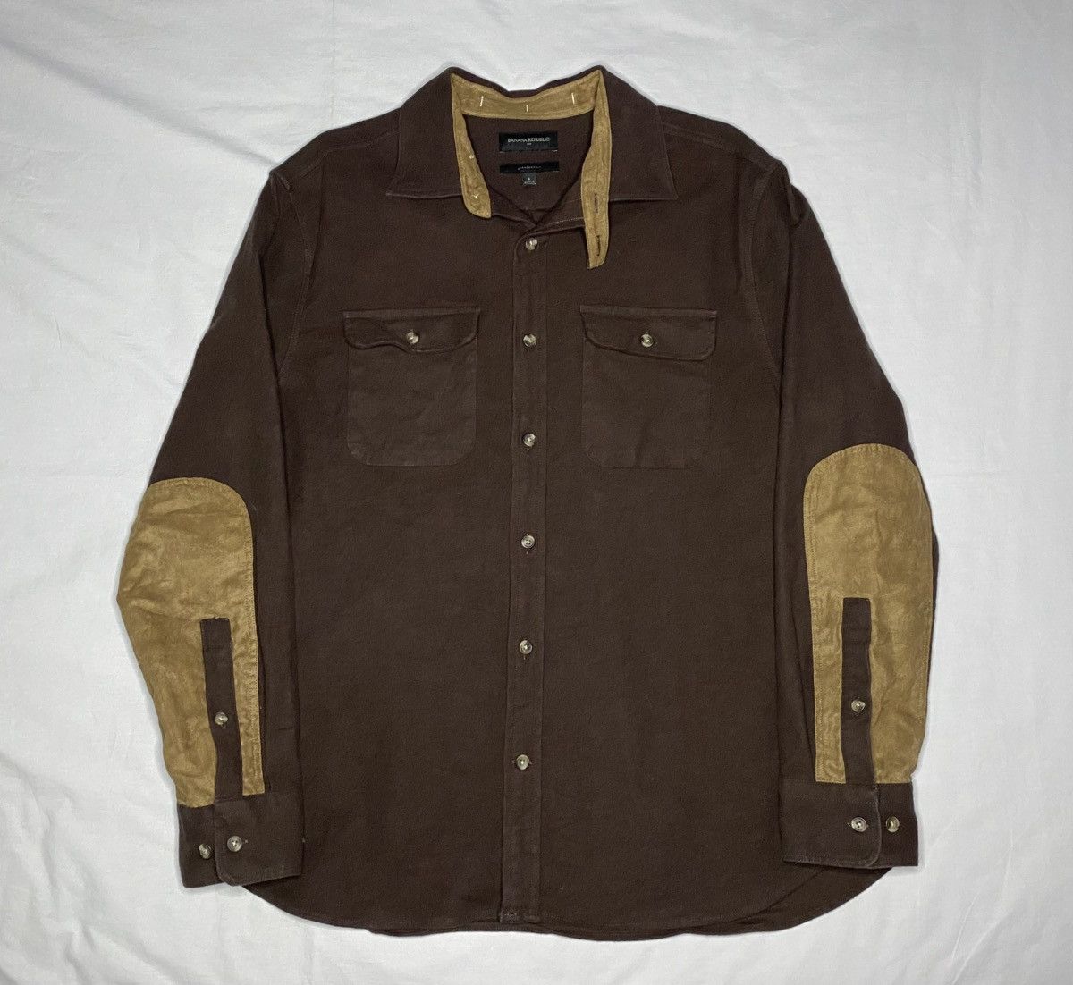 Banana Republic Banana Republic Brown Moleskin Elbow Patch Button Shacket Size US L / EU 52-54 / 3 - 1 Thumbnail