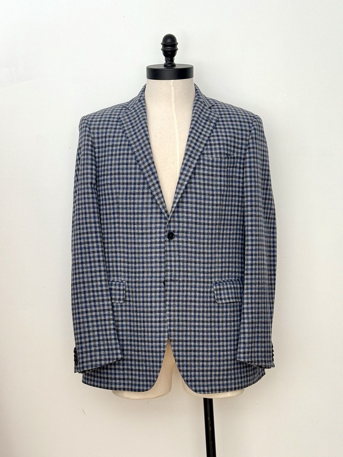 Tombolini Tombolini Blue and Black Sport Coat with Classic Check Size 44R - 1 Thumbnail