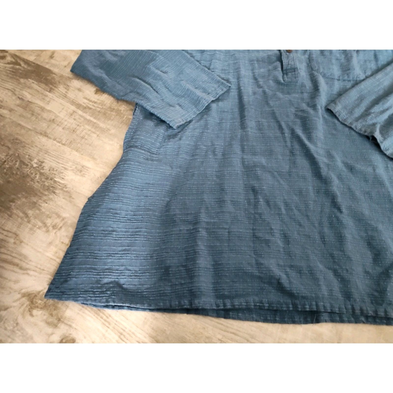 Vintage VINTAGE Fabindia Men's Cotton Kurta Shirt Long Sleeve Button-Up Casual 44 Navy Blue India Size US XXL / EU 58 / 5 - 2 Thumbnail