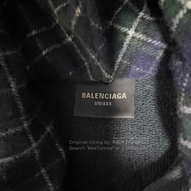 Balenciaga Balenciaga Wool Plaid Scarf Faux Two-Piece Zip Hoodie Size US XL / EU 56 / 4 - 3 Thumbnail