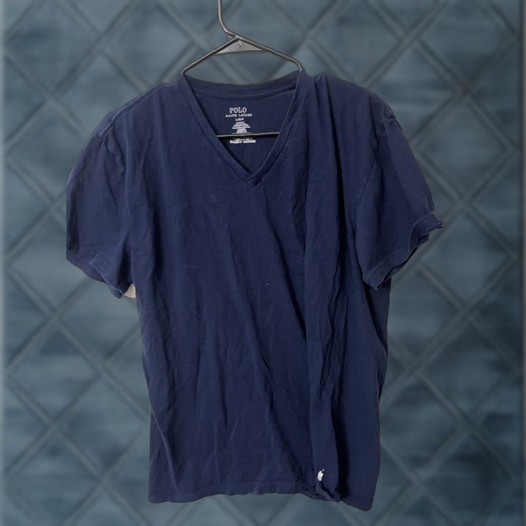 Polo Ralph Lauren Polo Ralph Lauren Shirt Adult Large Navy Blue Cotton Sleep Shirt Long Sleeve V-Neck Logo Classic Mens Size US L / EU 52-54 / 3 - 1 Thumbnail