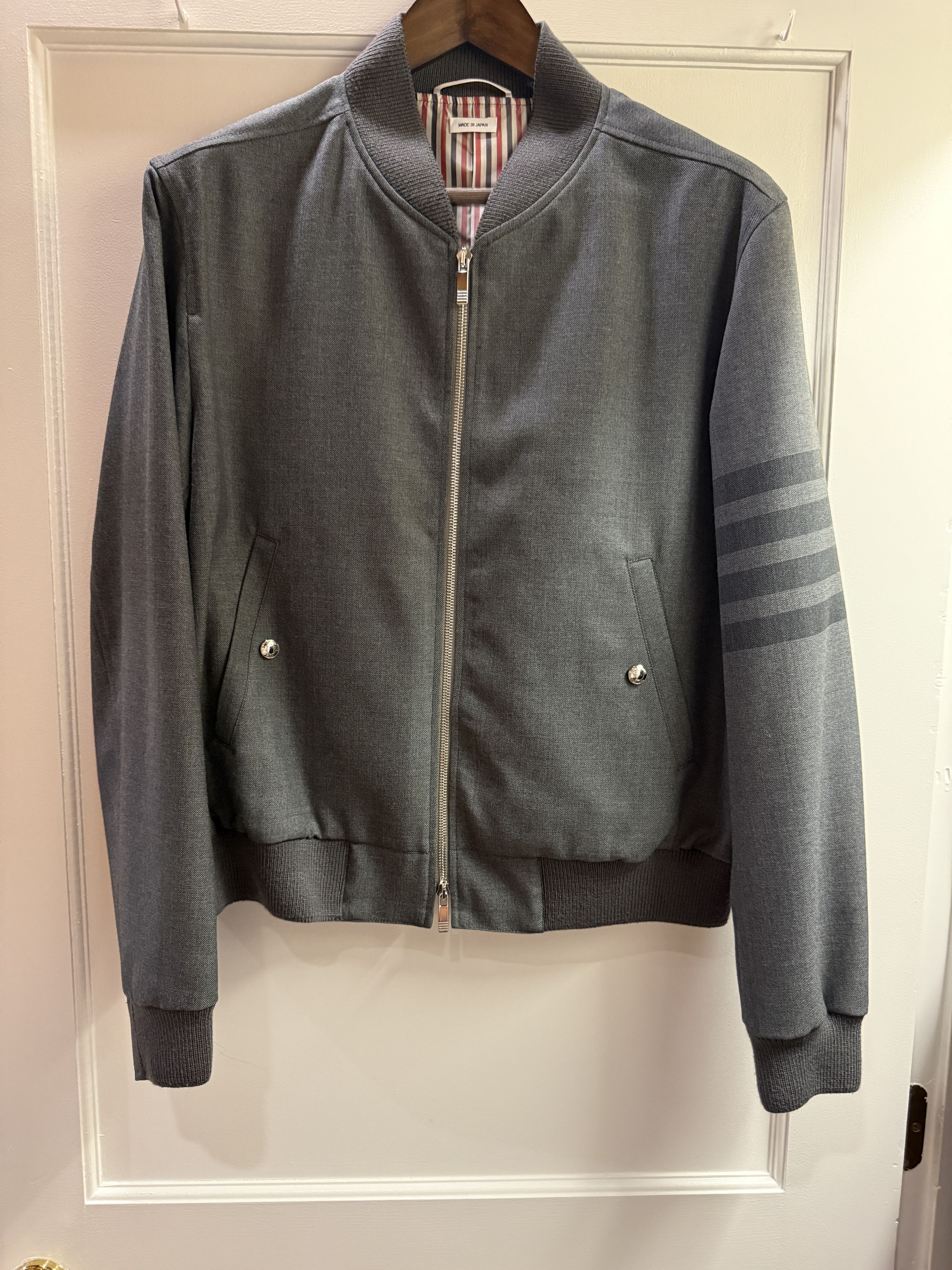 Thom Browne Thom Browne Grey Bomber Jacket Size 2/M Size US M / EU 48-50 / 2 - 1 Thumbnail
