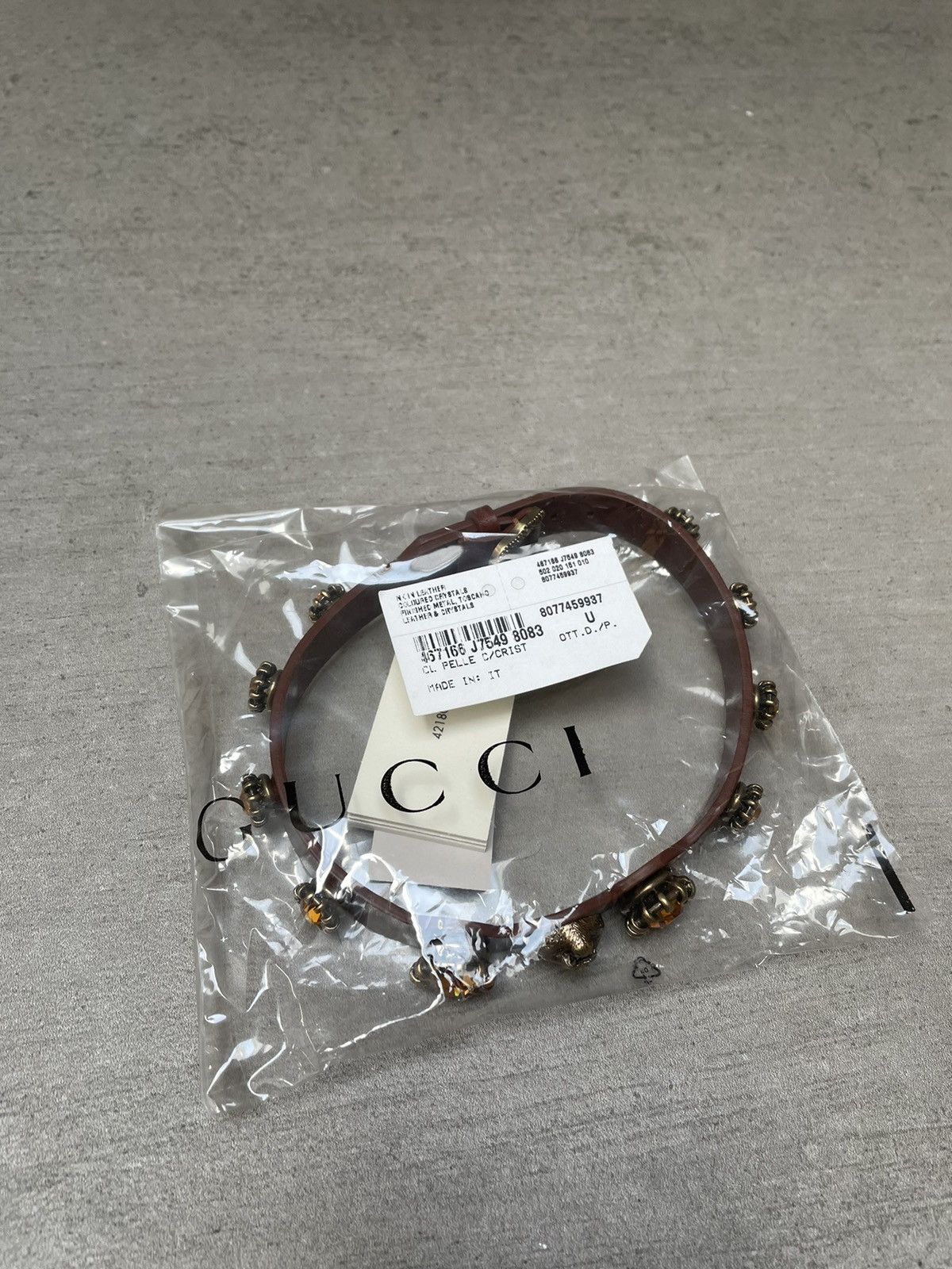 Gucci Gucci Feline Head Brown Leather Crystals Choker Necklace Size ONE SIZE - 5 Thumbnail