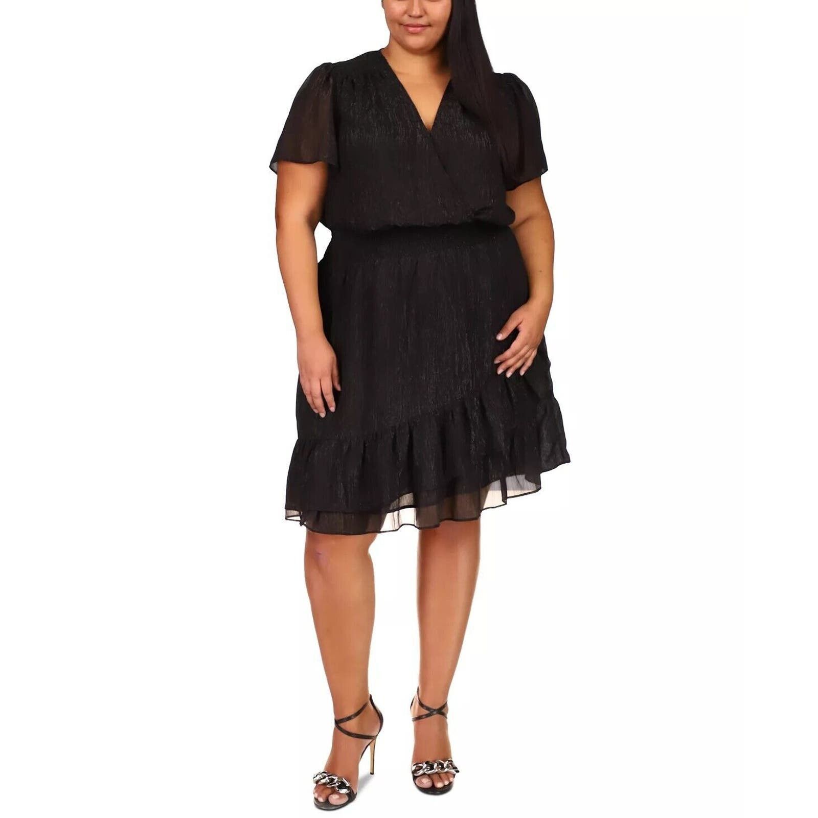 image of Michael Kors Women's Faux-Wrap Dress Plus Size 2X in Black