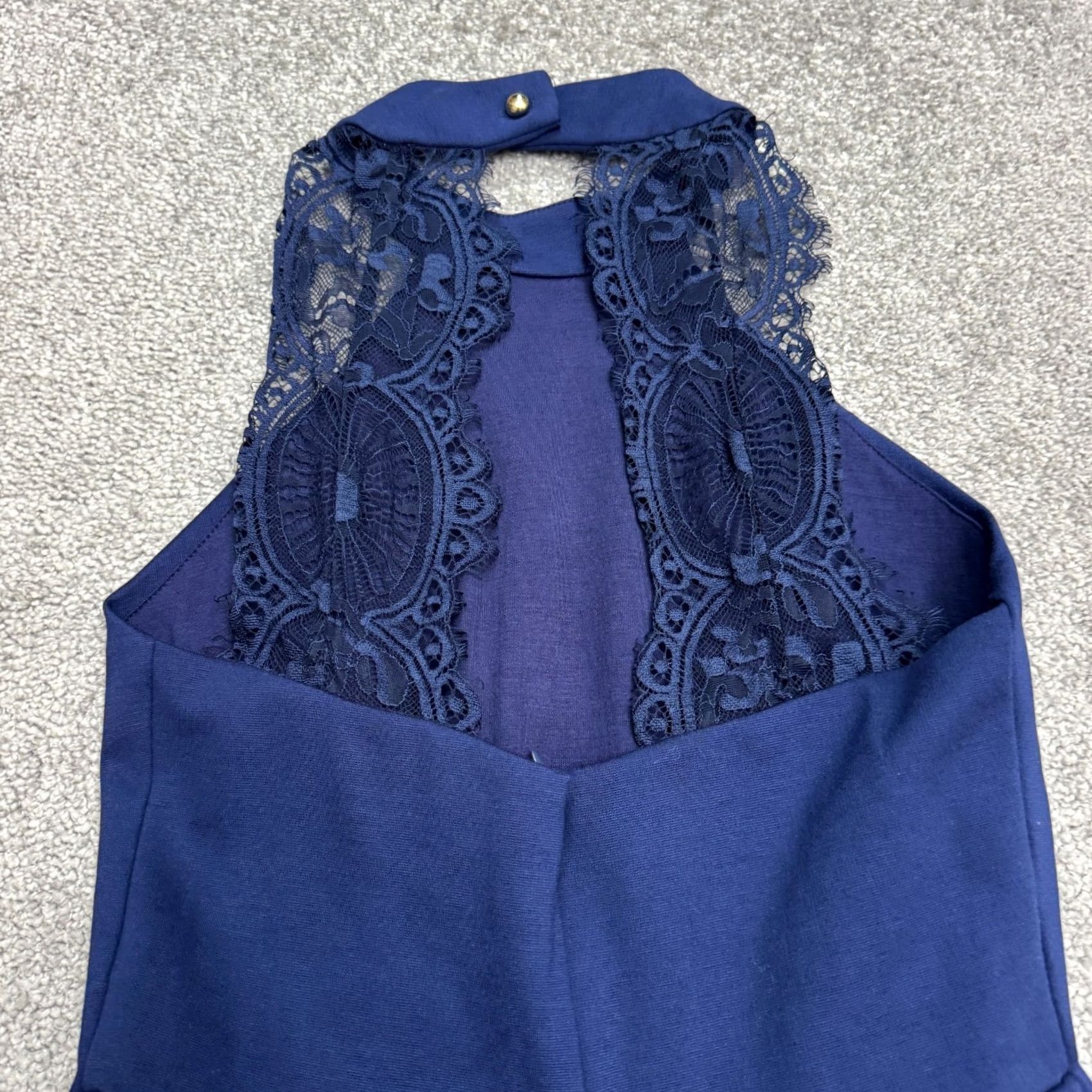 Lulus Lulus Lace Halter A-Line Mini Dress Womens Small Navy Blue Sleeveless Party NWT Size S / US 4 / IT 40 - 4 Thumbnail