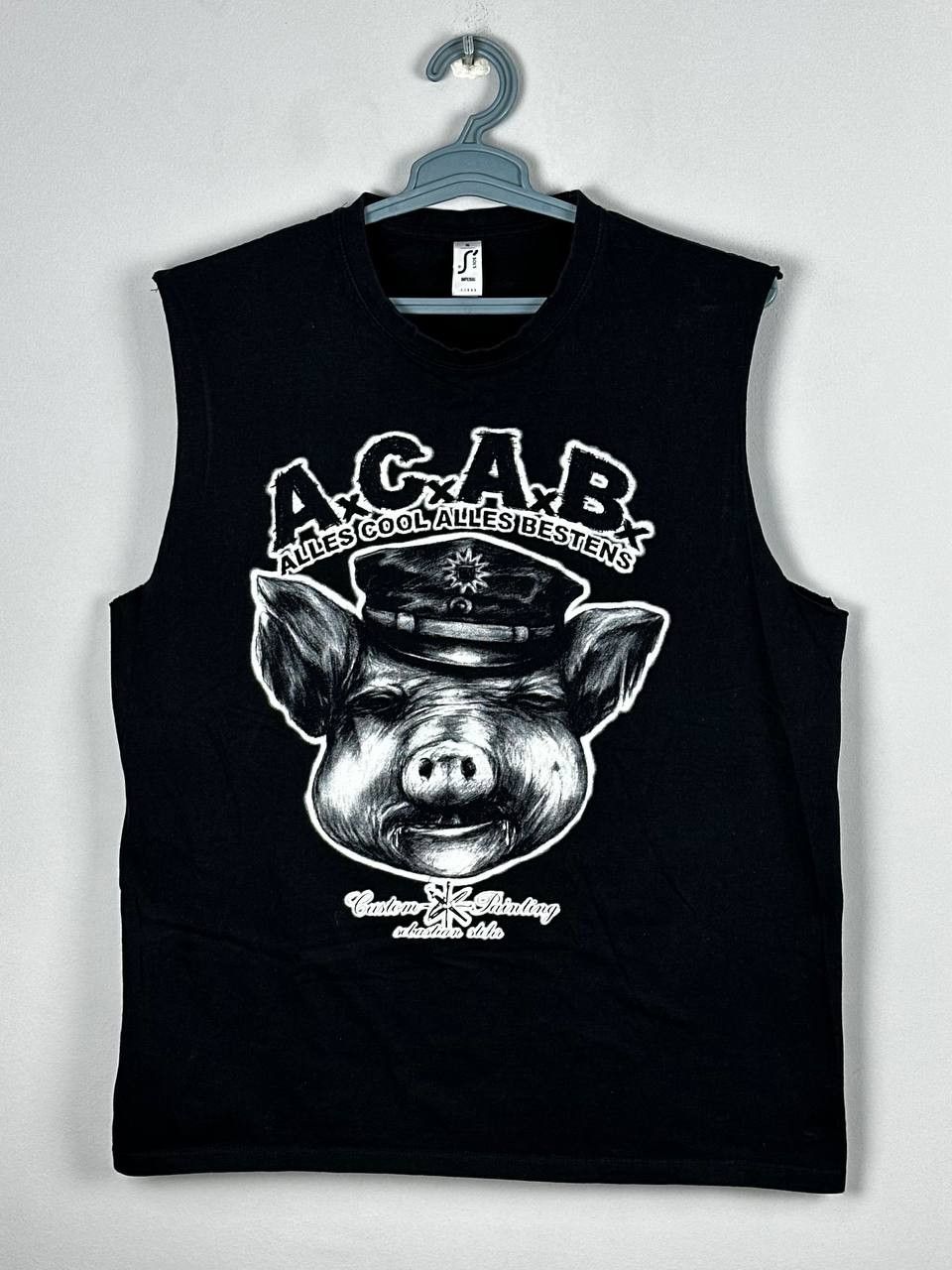 Vintage Vintage ACAB Pig Print Police Sleeveless T Shirt Size US XL / EU 56 / 4 - 1 Thumbnail