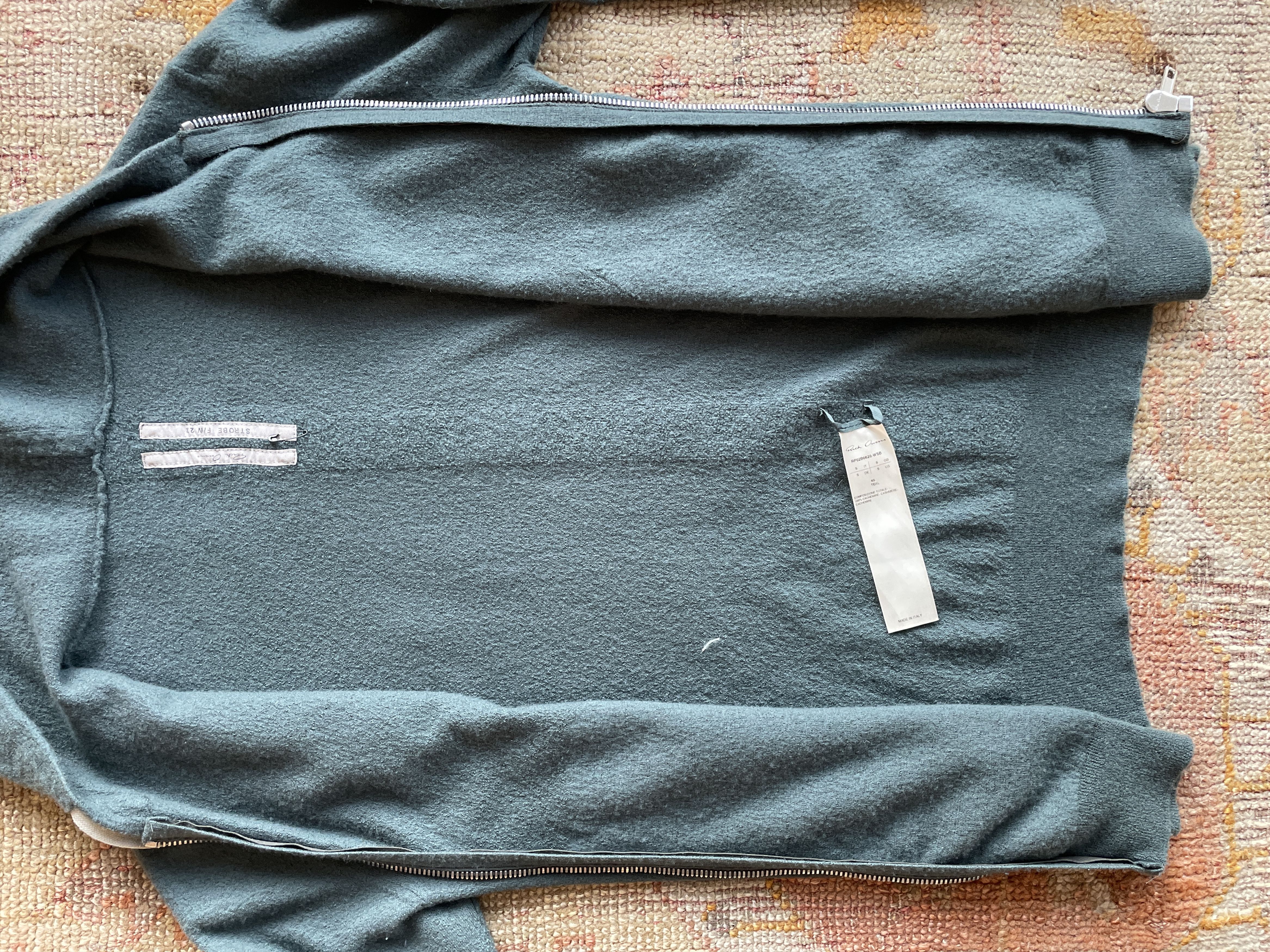Rick Owens Rick Owens Teal Green Zip Up Cashmere Hoodie Size US S / EU 44-46 / 1 - 5 Thumbnail
