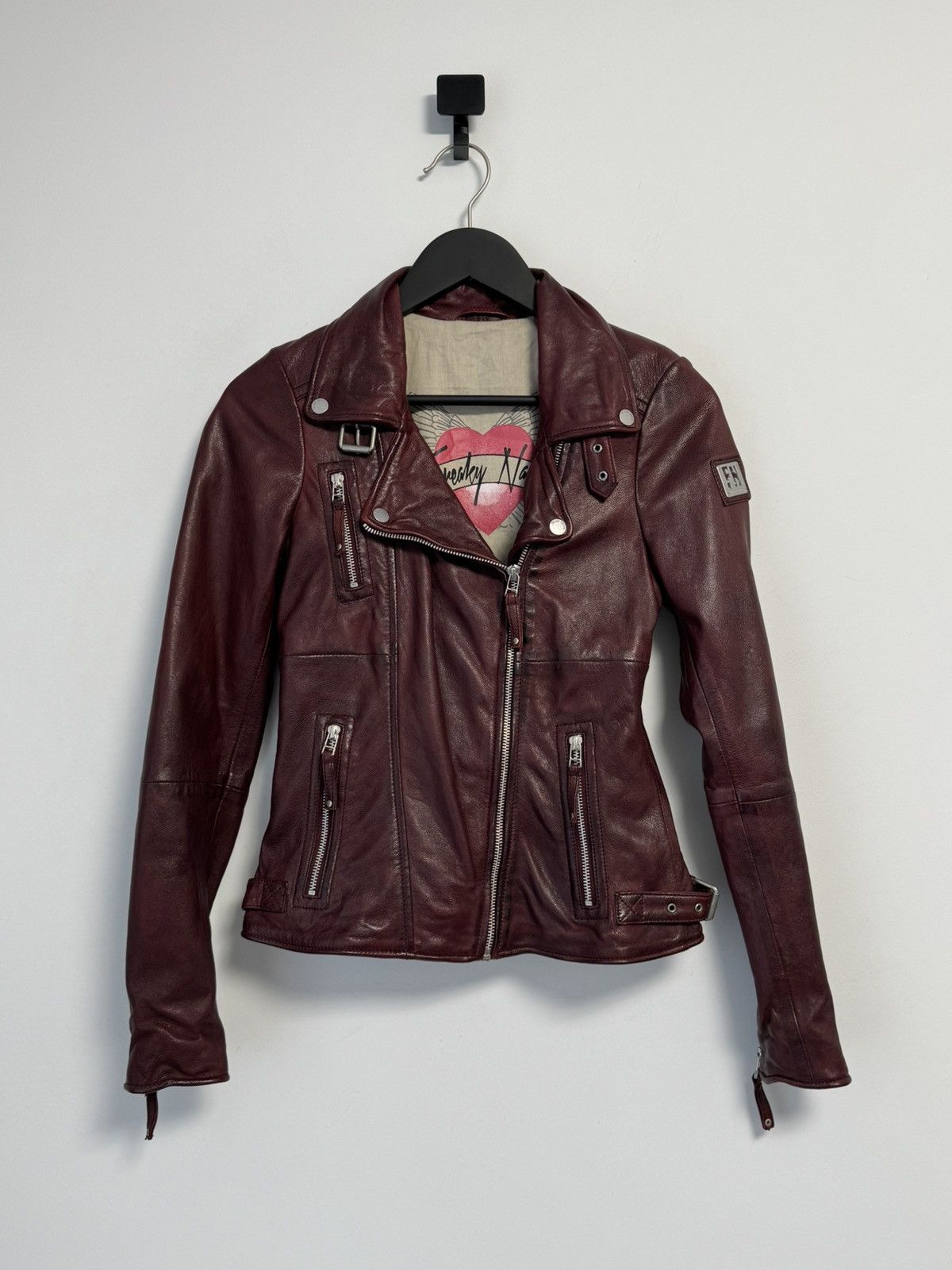 Japanese Brand × Vintage Freaky Nation Leather Biker Jacket Red Leather Women’s Size XS / US 0-2 / IT 36-38 - 1 Thumbnail