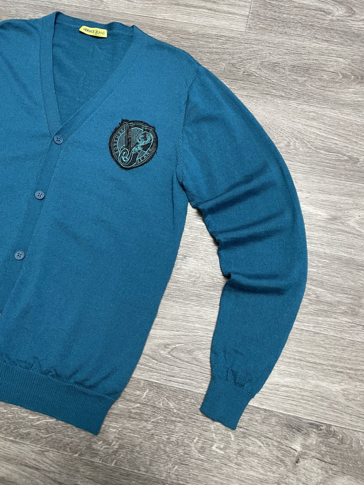 Versace Jeans Couture Vintage Versace Jeans Patch Logo Wool Cardigan Size US XL / EU 56 / 4 - 5 Thumbnail