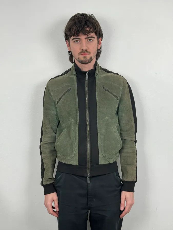 Emporio Armani SS2007 Emporio Armani Green & Black Suede Leather Biker Jacket Size US S / EU 44-46 / 1 - 2 Thumbnail