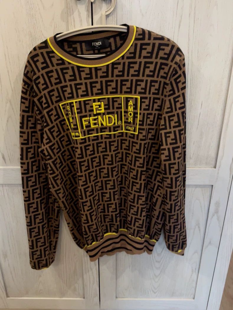Fendi Fendi Brown FF Pattern Sweater - dmc Size US M / EU 48-50 / 2 - 1 Thumbnail