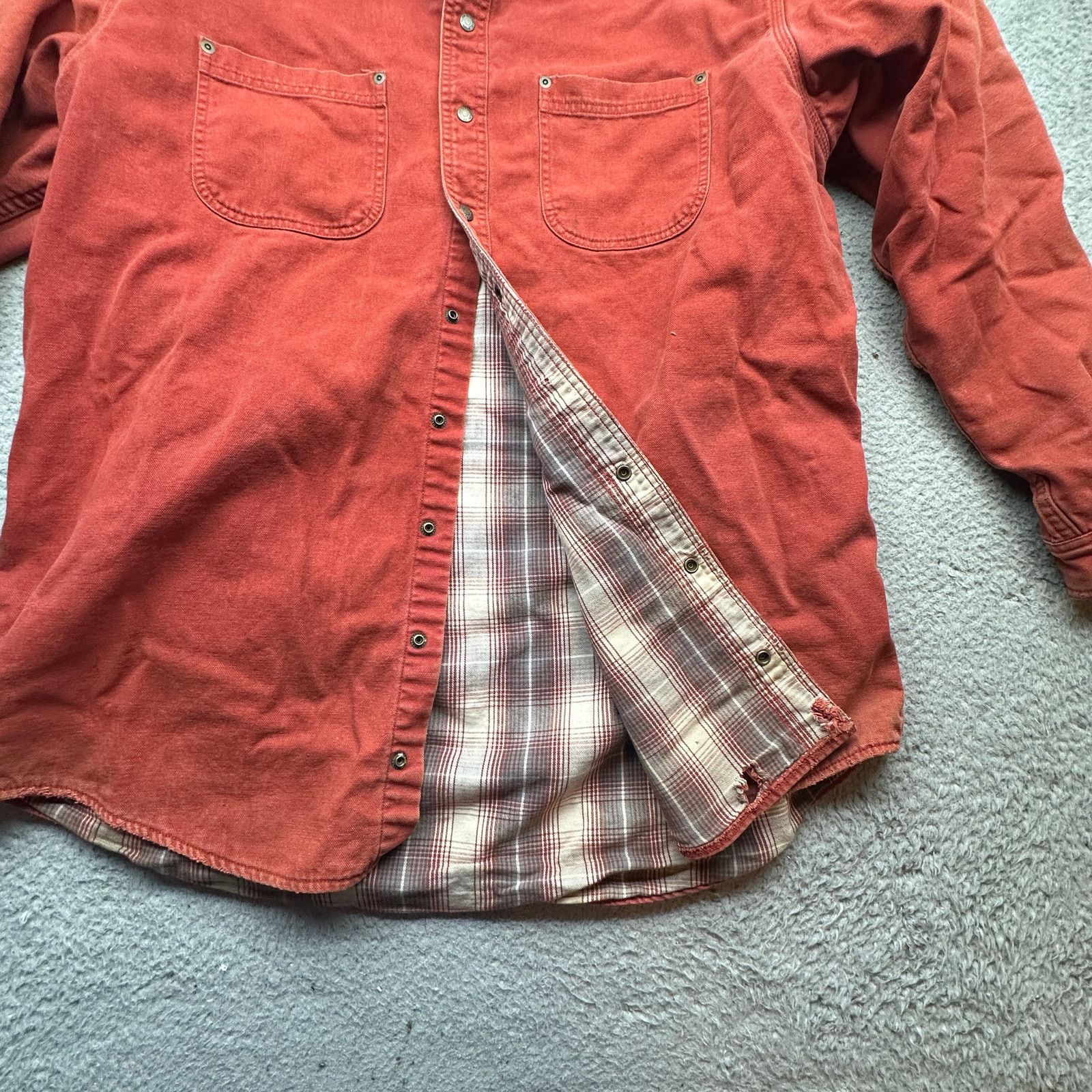 L.L. Bean LL Bean Canvas Plaid Lined Shirt XLT Button Up Distressed Size US XL / EU 56 / 4 - 8 Thumbnail