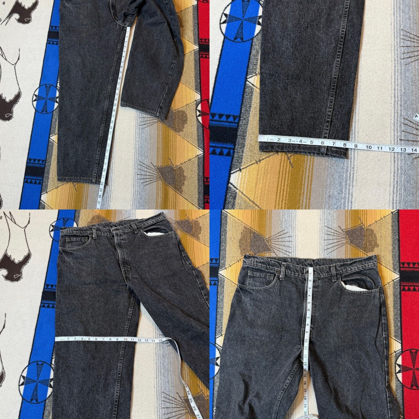 Levi's VINTAGE Levi’s 550 Jeans Black Denim Wide-Leg 90s 36x28 Mens Jeans Size US 36 / EU 52 - 8 Thumbnail