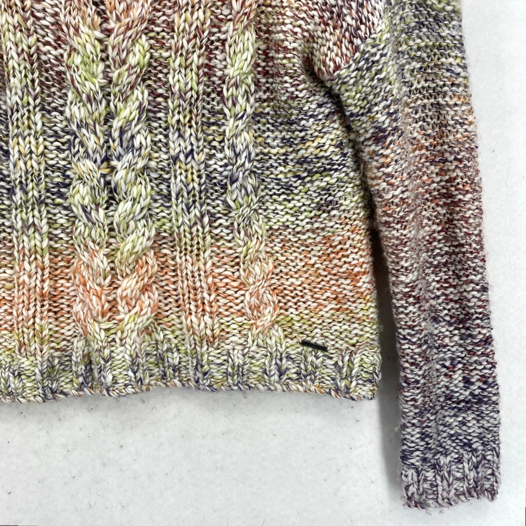 Abercrombie & Fitch Abercrombie & Fitch Oversized Cable Knit Sweater Large Rainbow Wool Boat Neck Pullover Women Size L / US 10 / IT 46 - 3 Thumbnail