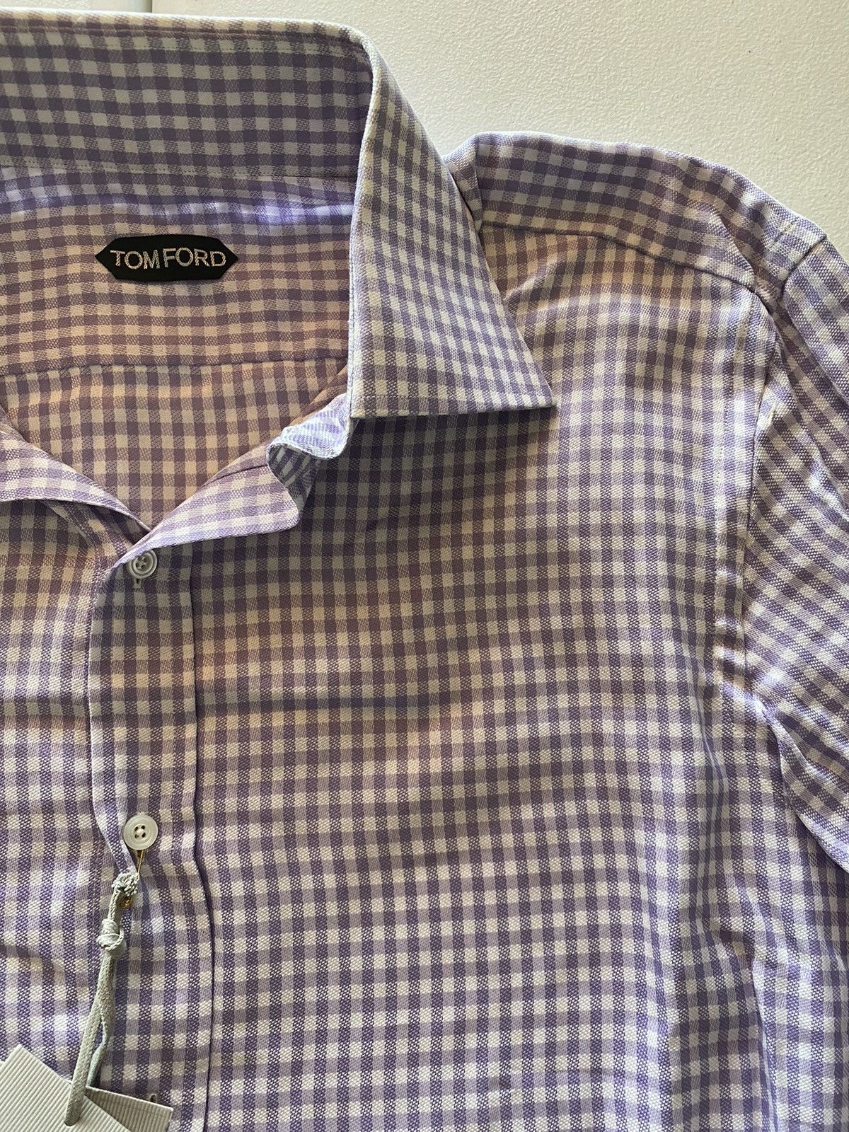 Tom Ford Tom Ford light lilac gingham check shirt 17 43e NEW Size US L / EU 52-54 / 3 - 8 Thumbnail