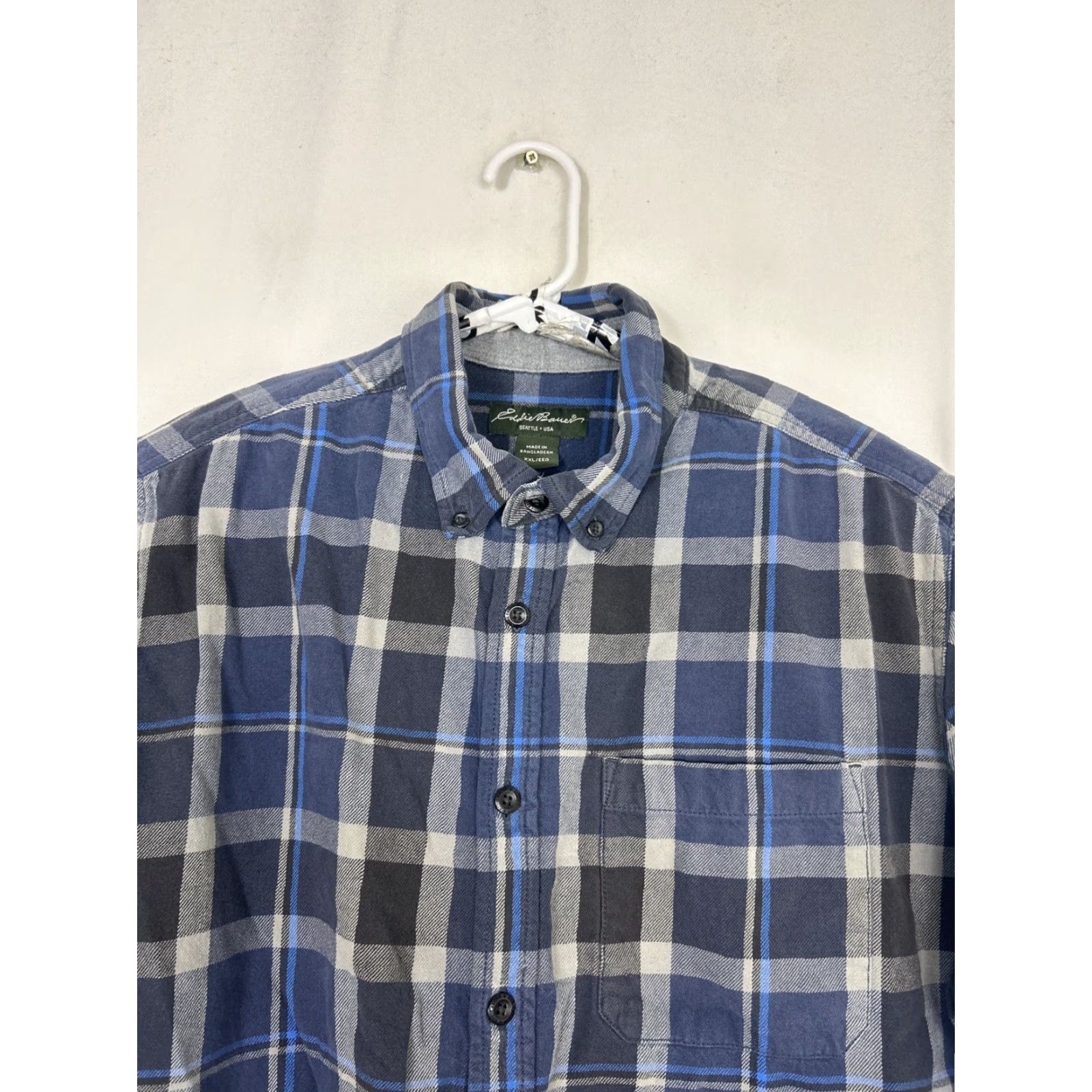 Eddie Bauer Eddie Bauer Shirt Mens 2XL Long Sleeve Button-Up Flannel Blue Plaid Cotton N/A Hole Size US XXL / EU 58 / 5 - 3 Thumbnail