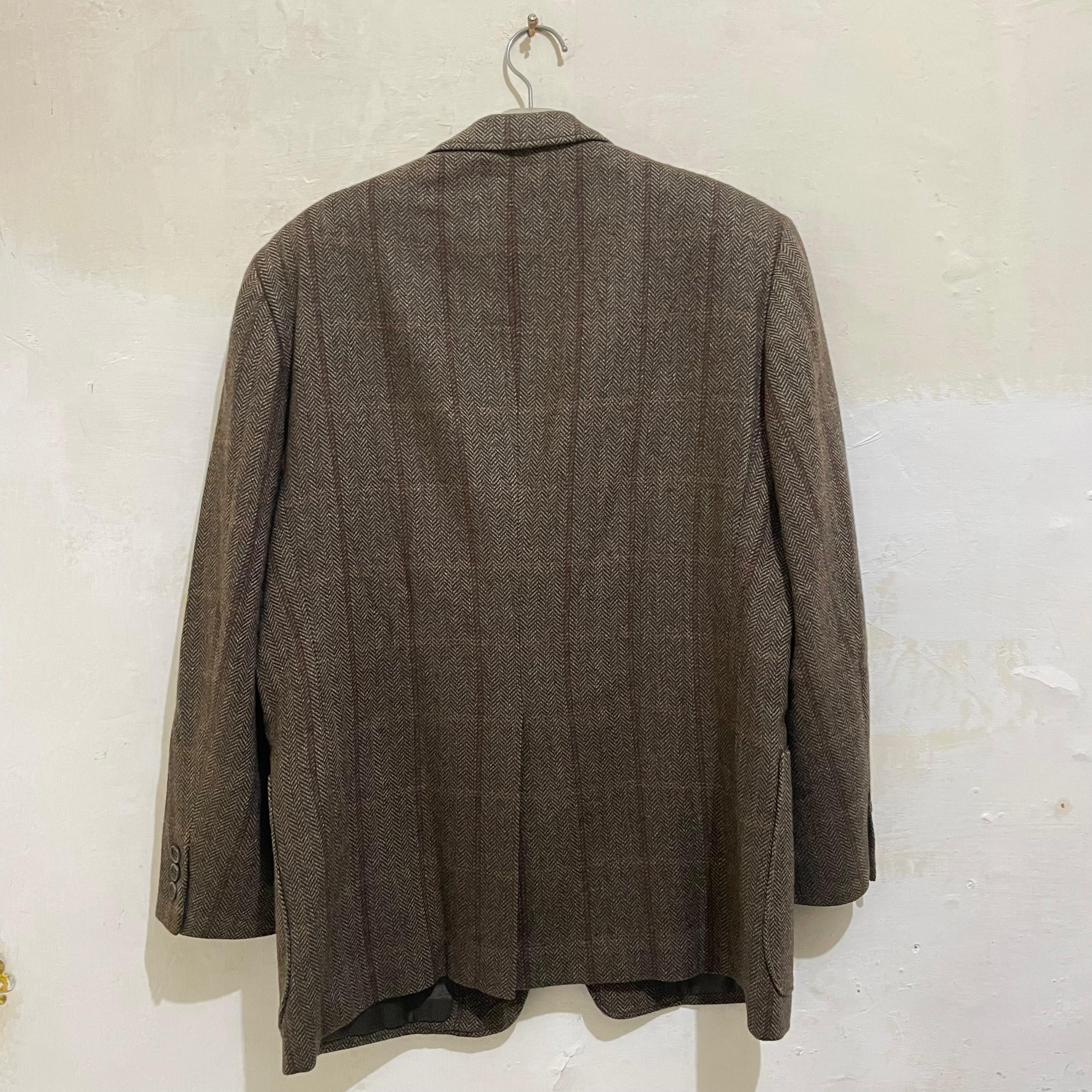 Other (MEN) Brown Wool Blazer with Tartan Herringbone Pattern Size L / US 10 / IT 46 - 2 Thumbnail