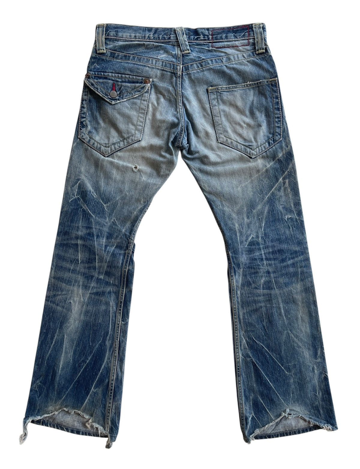 Japanese Brand SICK❗️ Japanese Blueway Rusty Distressed Flare Denim Size US 32 / EU 48 - 2 Thumbnail