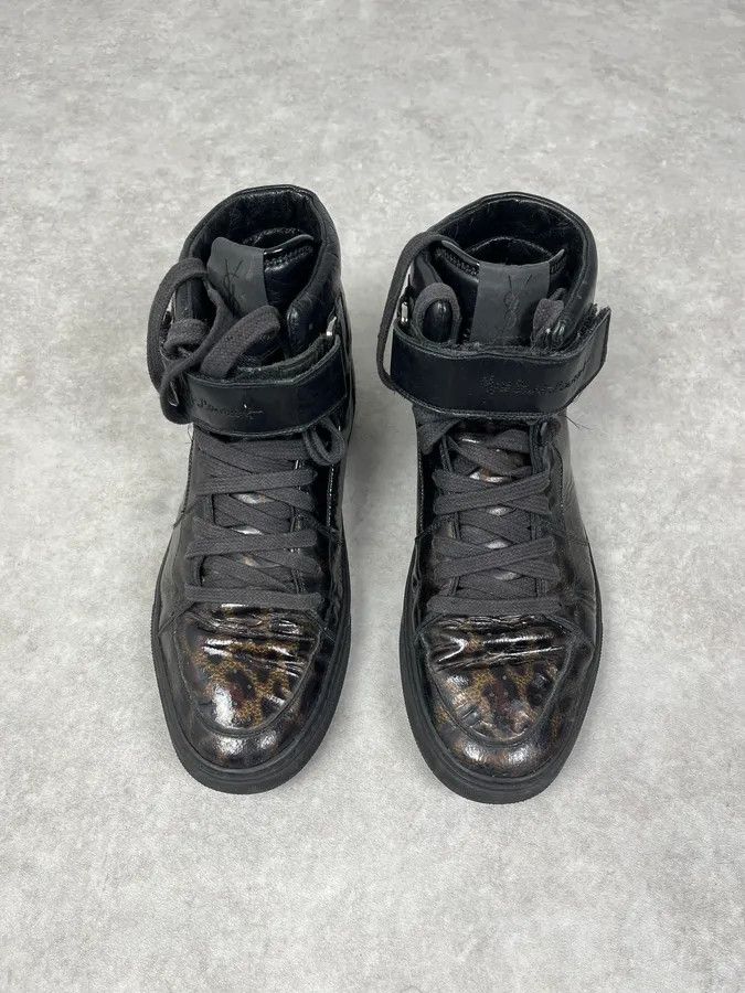 Yves Saint Laurent FW2012 Yves Saint Laurent Black Leopard High Leather Sneakers Size US 8 / EU 41 - 2 Thumbnail