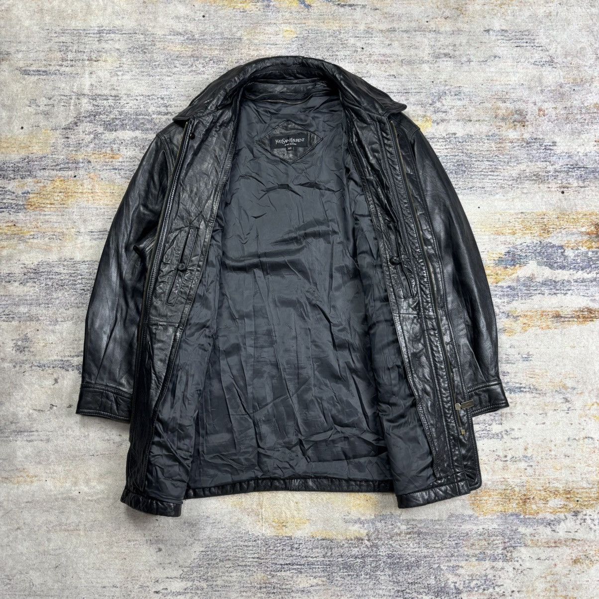 Yves Saint Laurent Vintage 90s Yves saint laurent embossed logo leather jacket Size US M / EU 48-50 / 2 - 10 Thumbnail