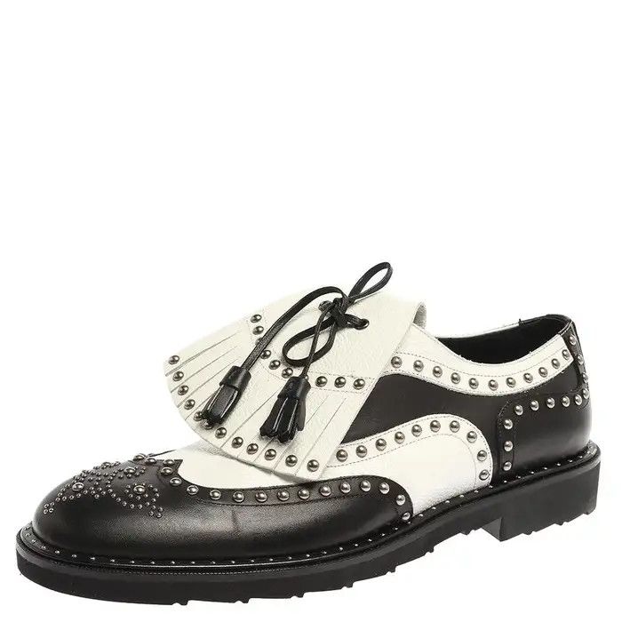 Dolce & Gabbana o1y0125 Leather Laced Shoes in Black/White Size US 10 / EU 43 - 2 Thumbnail