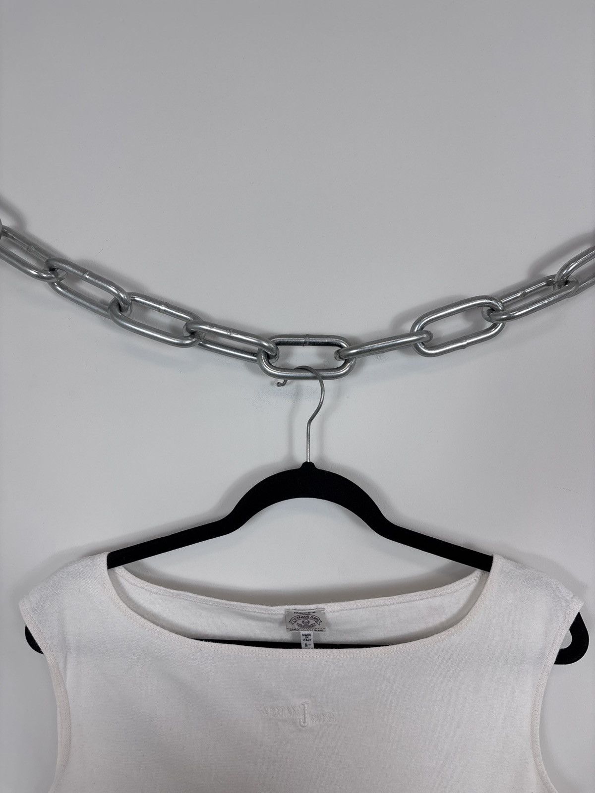 Armani Vintage Armani Jeans Women’s White Crop Top Tank Top Size L / US 10 / IT 46 - 3 Thumbnail