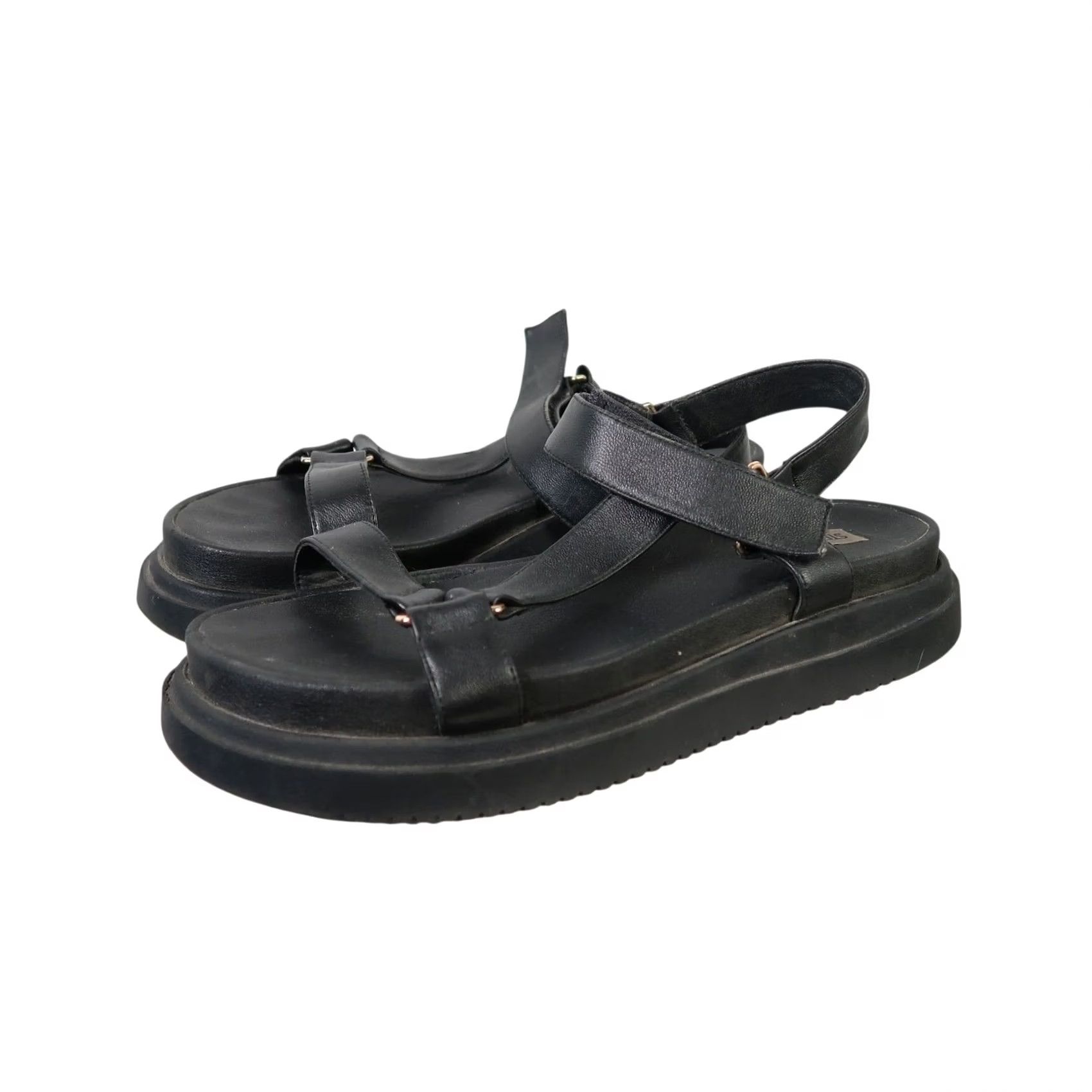 Steve Madden Steve Madden Matina Black Leather Flatform Strappy Sandals 10 Women Sandal Black Flatform Strappy Adjustable Strap 10 Women Size US 10 / IT 40 - 2 Thumbnail