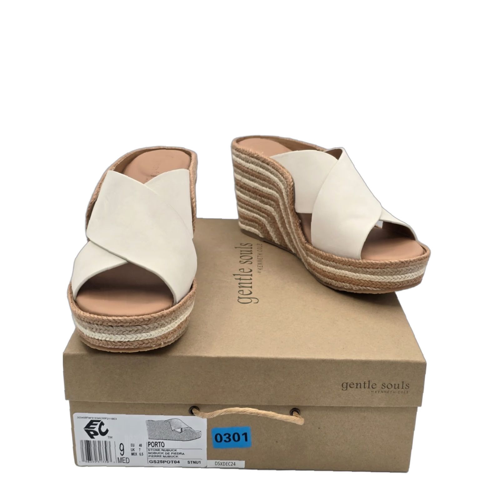 Vintage GENTLE SOULS Women's Porto Wedge Sandal Sz 9 M Gray Nubuck Espadrille Size US 9 / IT 39 - 1 Thumbnail