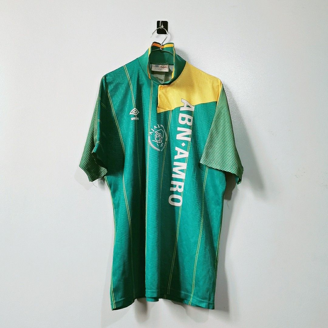 image of Umbro Ajax Amsterdam Netherlands 1991 1992 1993 Away Shirt Jersey in Green, Men's (Size Large)