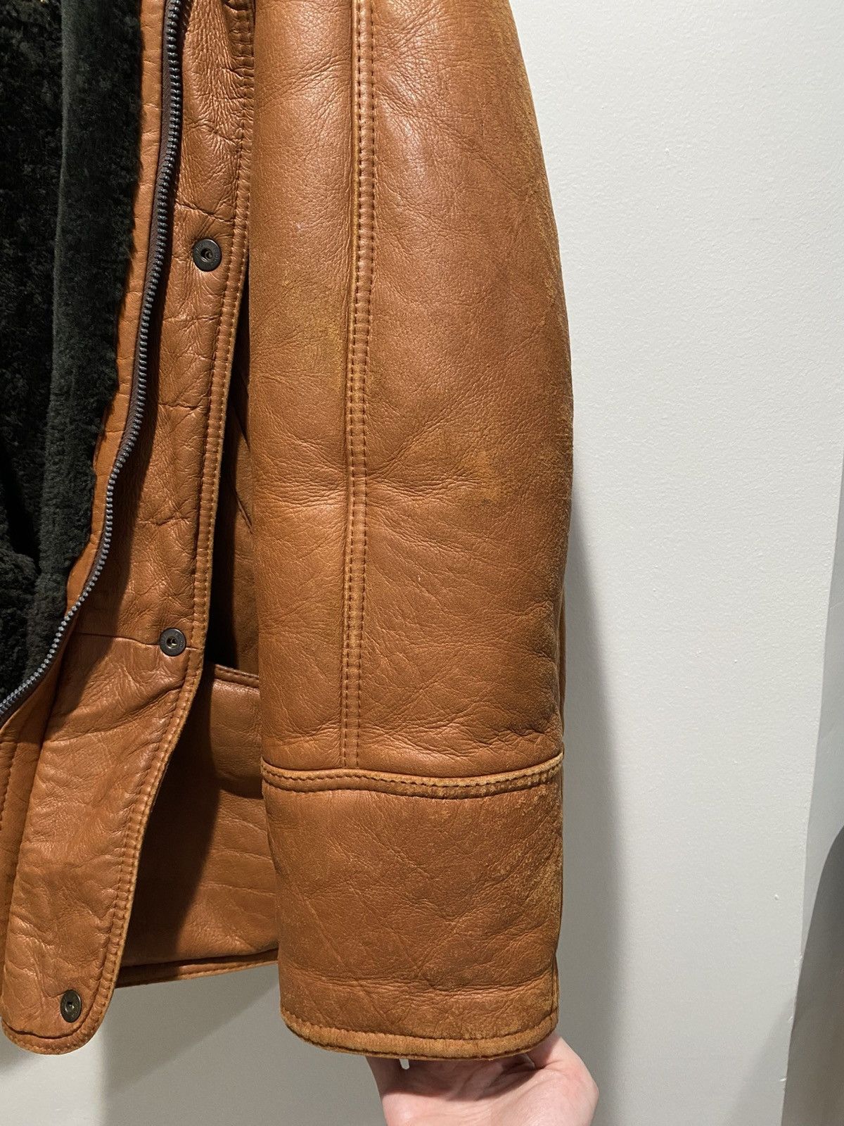 Saks Fifth Avenue 90s Vintage Leather Shearling Jacket with Detachable Hood Size US M / EU 48-50 / 2 - 9 Thumbnail