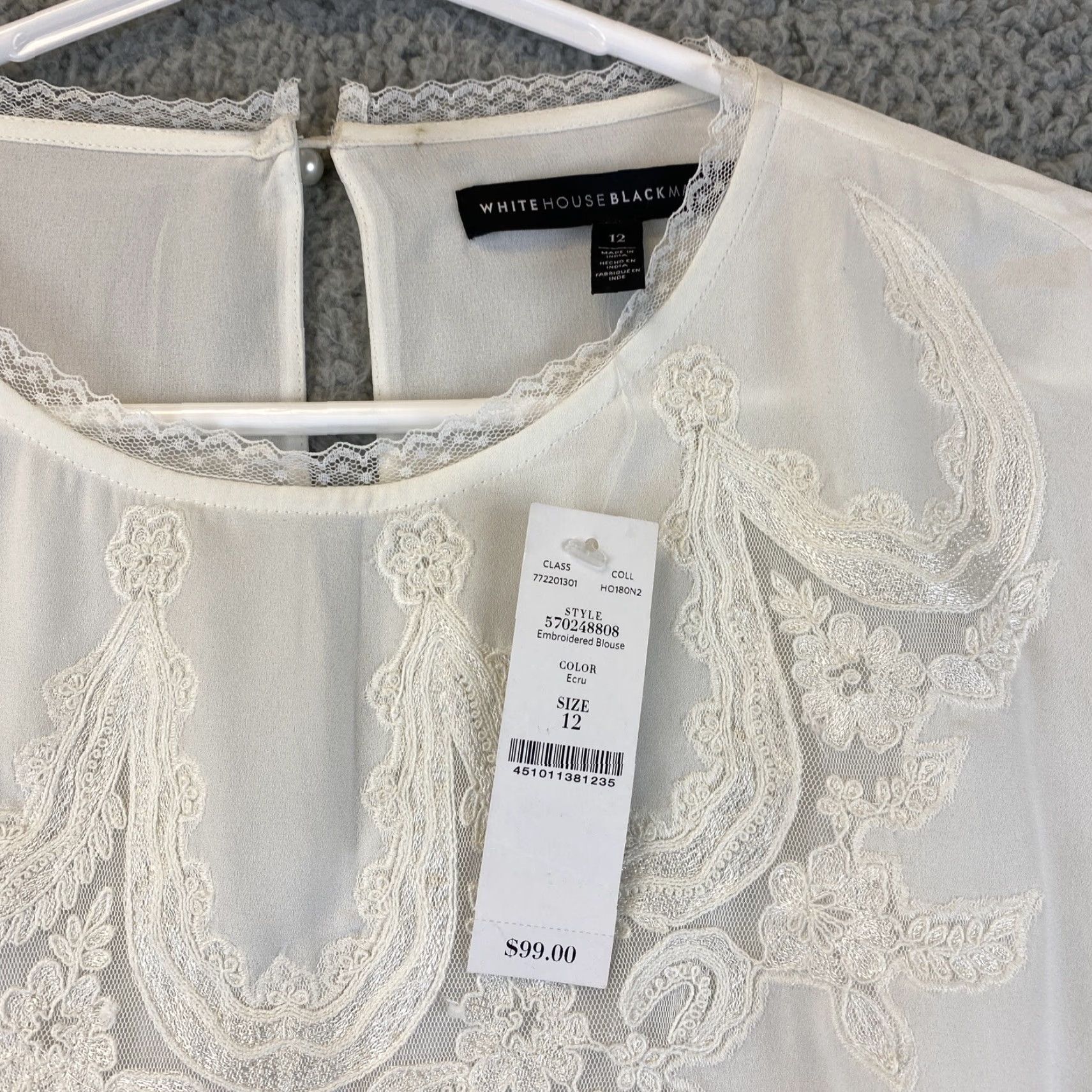 White House Black Market White House Black Market Women’s Tunic Top Blouse Long Sleeve Crew Neck Casual White /47-11 Size XL / US 12-14 / IT 48-50 - 3 Thumbnail