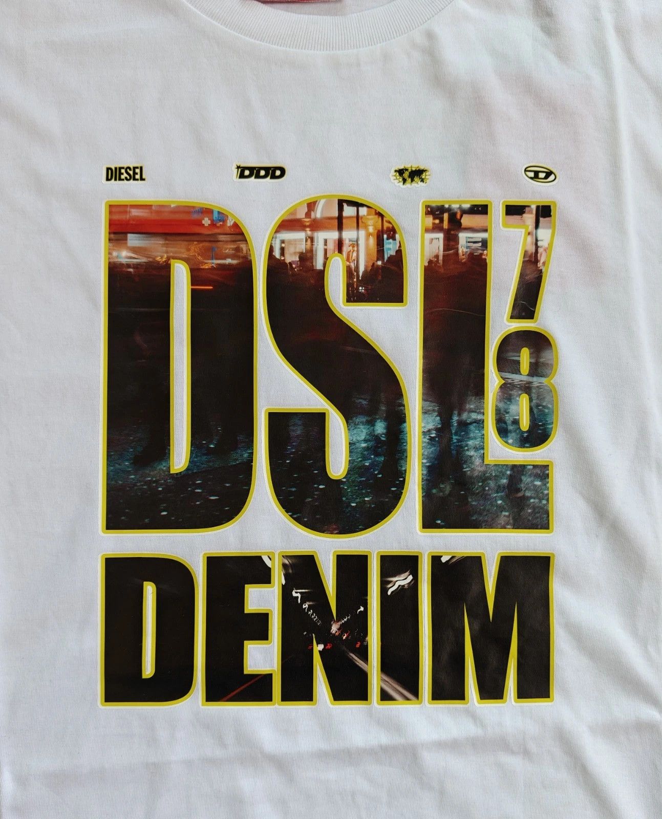 Diesel DIESEL White T-shirt with DSL 78 Denim print T 4170 Size US S / EU 44-46 / 1 - 3 Thumbnail