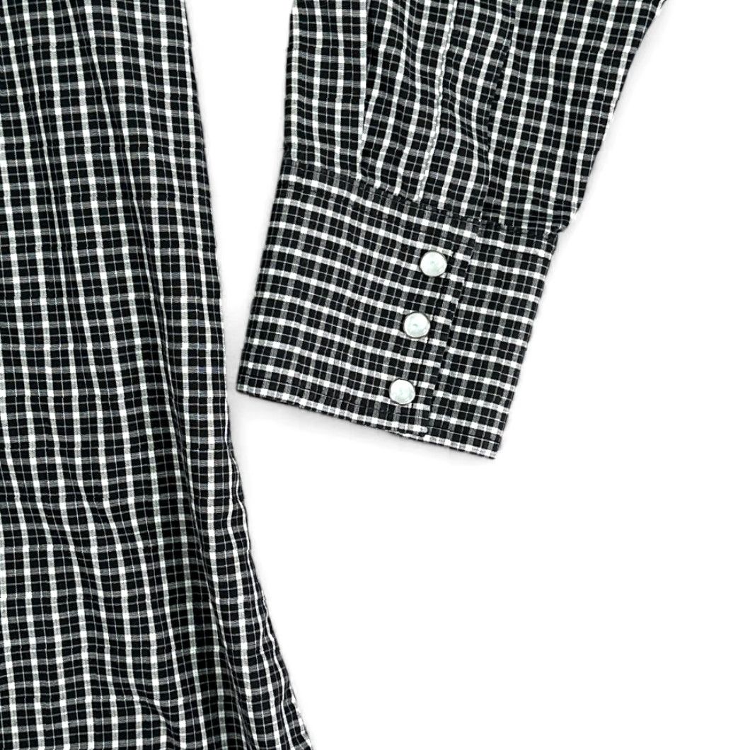 Wrangler VINTAGE Wrangler Western Shirt Adult LARGE Black White Plaid Windowpane Pearl Snap Shirt Mens Black Plaid Western Shirt LARGE Wrangler Size US L / EU 52-54 / 3 - 6 Thumbnail