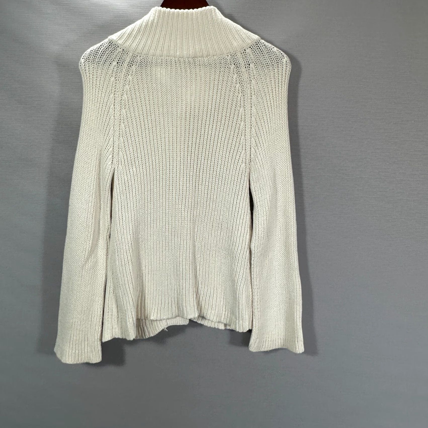 Talbots Talbots Sweater Cardigan Womens S Ivory Cotton Blend Mock Neck Button Toggle Knit Size S / US 4 / IT 40 - 7 Thumbnail