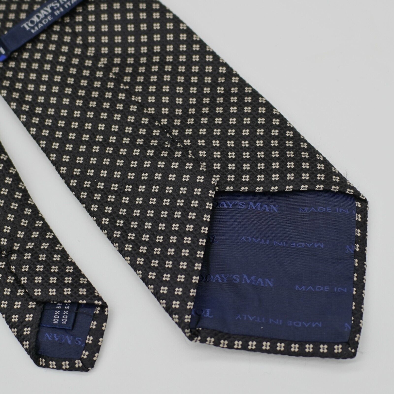 Designer Today's Man Black Silver Geometric Woven Silk Tie Size ONE SIZE - 5 Thumbnail