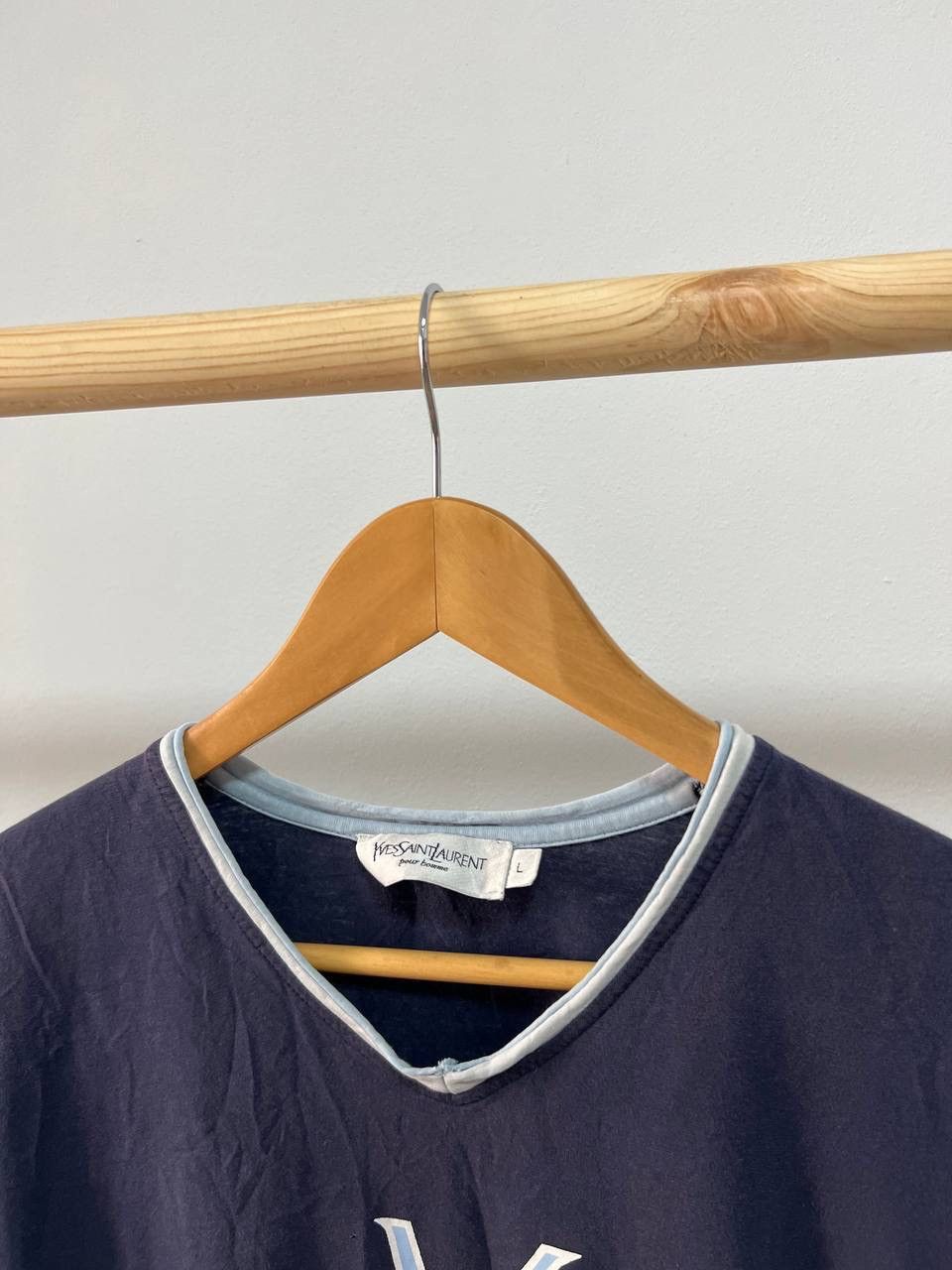Vintage × Yves Saint Laurent Yves Saint Laurent V neck tee t-shirt vintage big logo ysl L Size US L / EU 52-54 / 3 - 5 Thumbnail