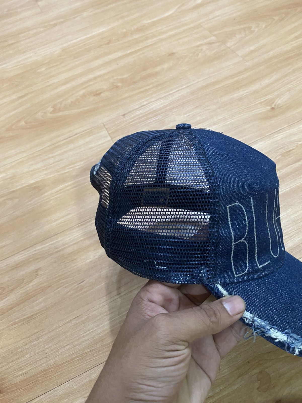 Blue Blue Japan Blue blue spellout denim truckers cap hats Size ONE SIZE - 3 Thumbnail