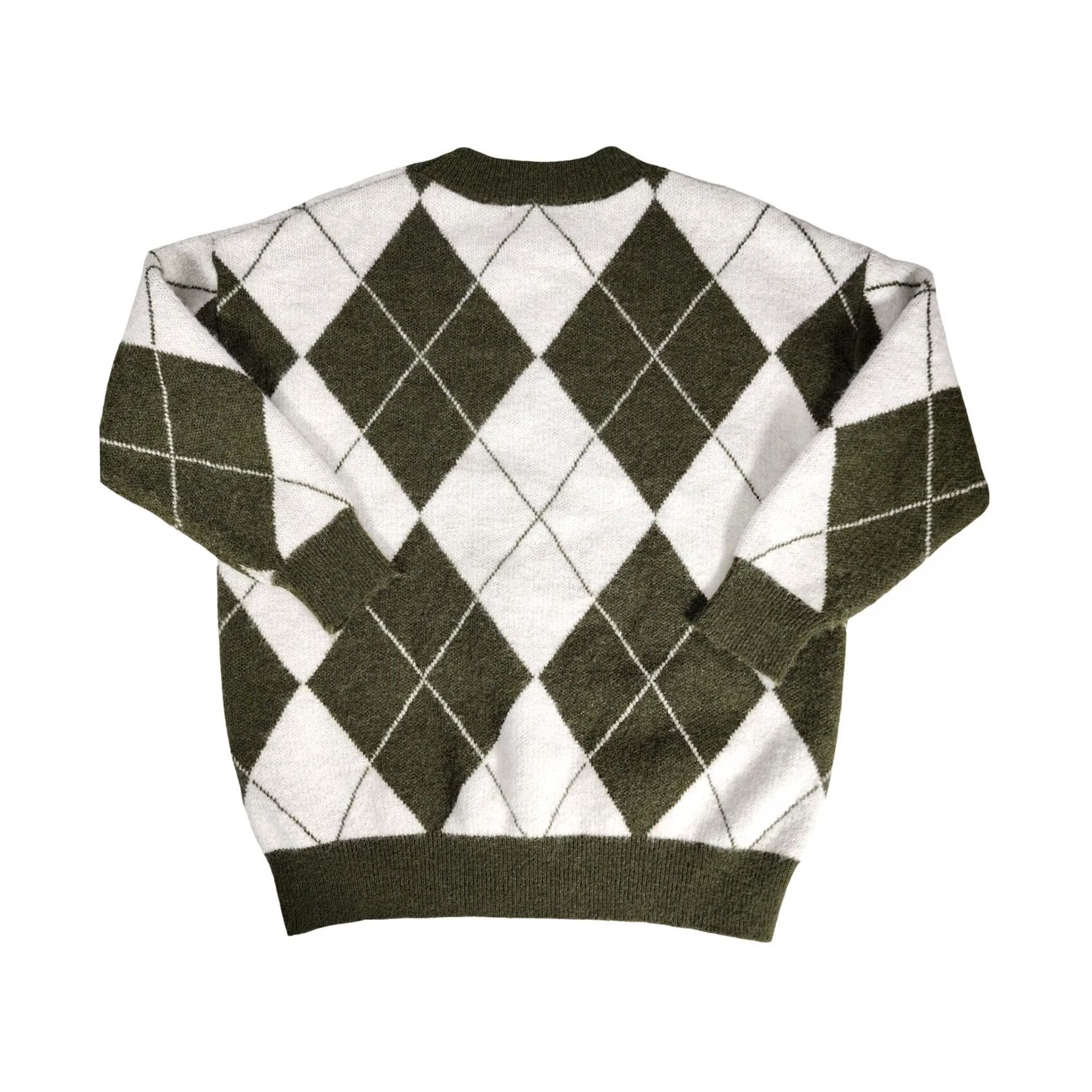 Vintage BTFBM Crew Neck Pullover Knit Sweater Size M Green White Argyle 7189 Size M / US 6-8 / IT 42-44 - 6 Thumbnail