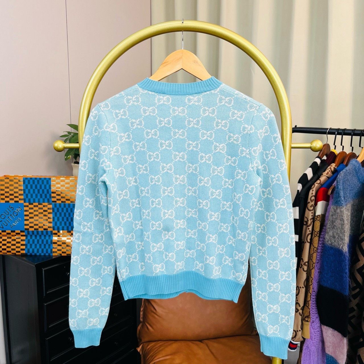 Gucci Gucci Blue full-print gold button cardigan sweater 2501-Nex Size US XS / EU 42 / 0 - 2 Thumbnail