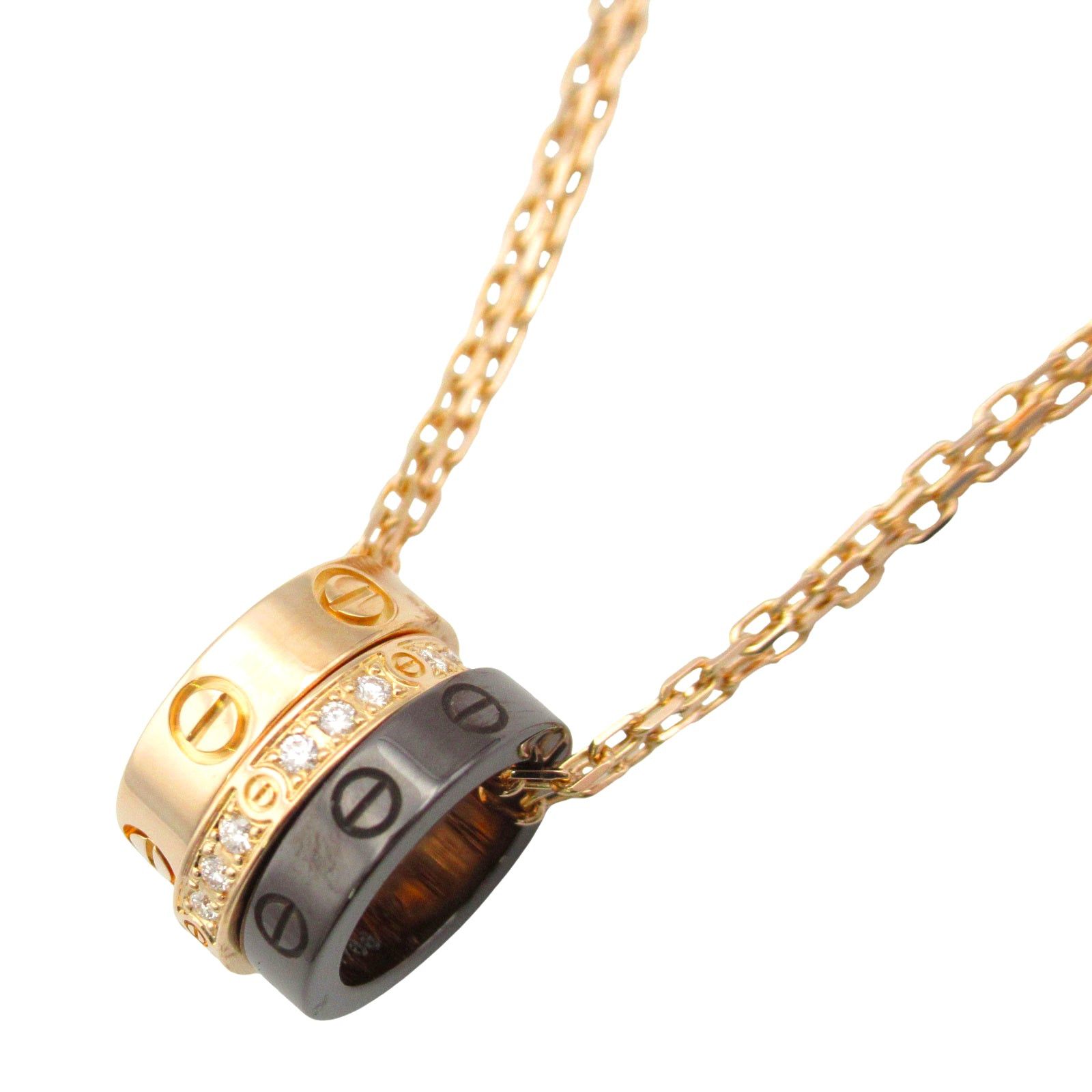 Cartier Cartier Love Necklace Three Hoops Diamond Ceramic K18Pg (Pink Gold) Clear Size ONE SIZE - 1 Thumbnail
