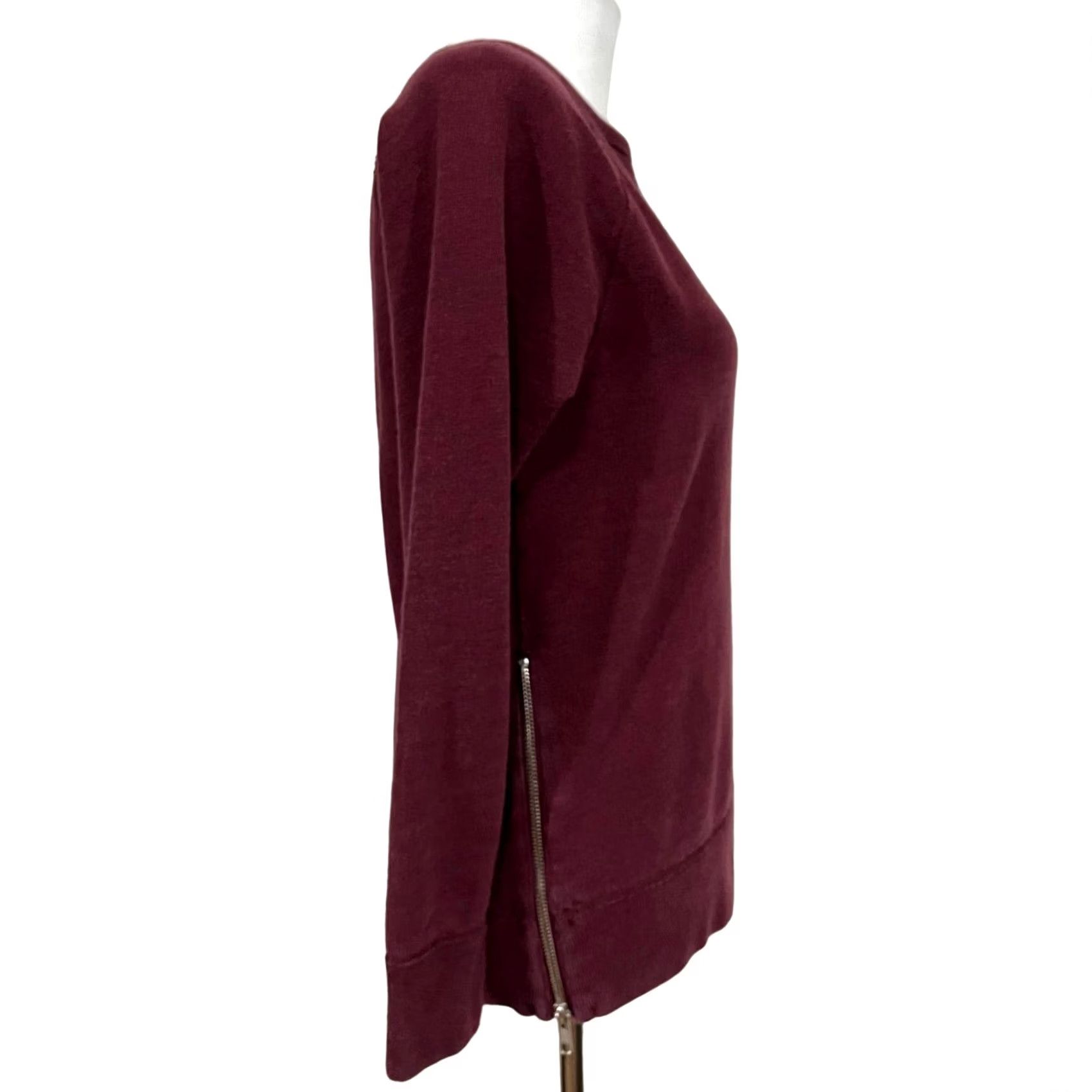 J.Crew J.CREW Women's Tunic Sweatshirt Side Zippers Burgundy Red Cotton Pullover XS Shirt Womens Regular 100% Cotton Zipper Tunic Red Burgundy XS Size XS / US 0-2 / IT 36-38 - 5 Thumbnail